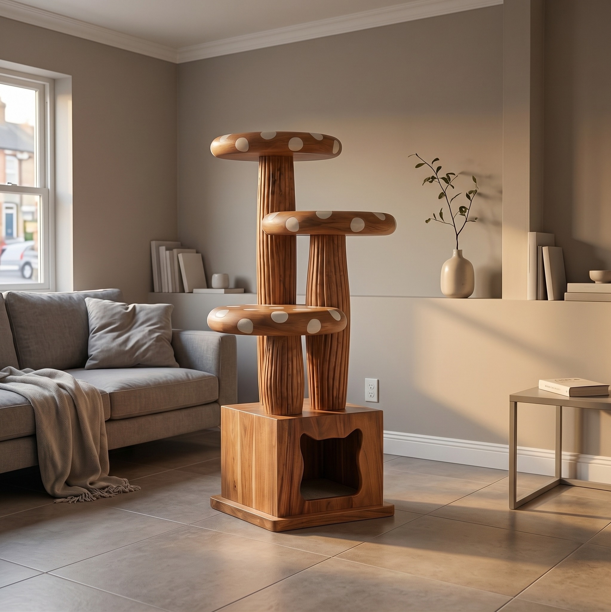 Modern Mushroom Cat Tower for Living Room and Cat Room