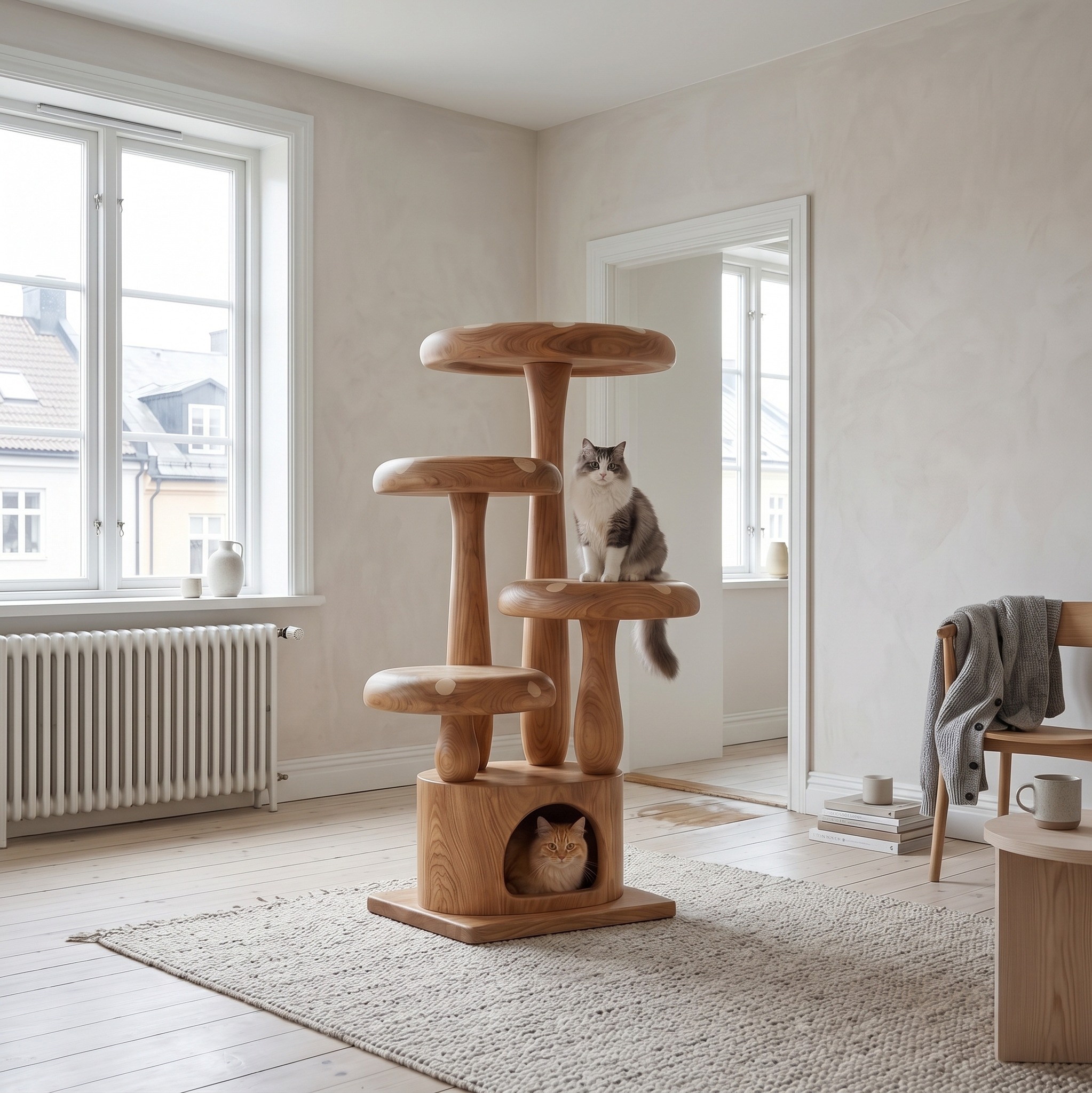 Modern Mushroom Cat Tree for Living Room and Pet Space