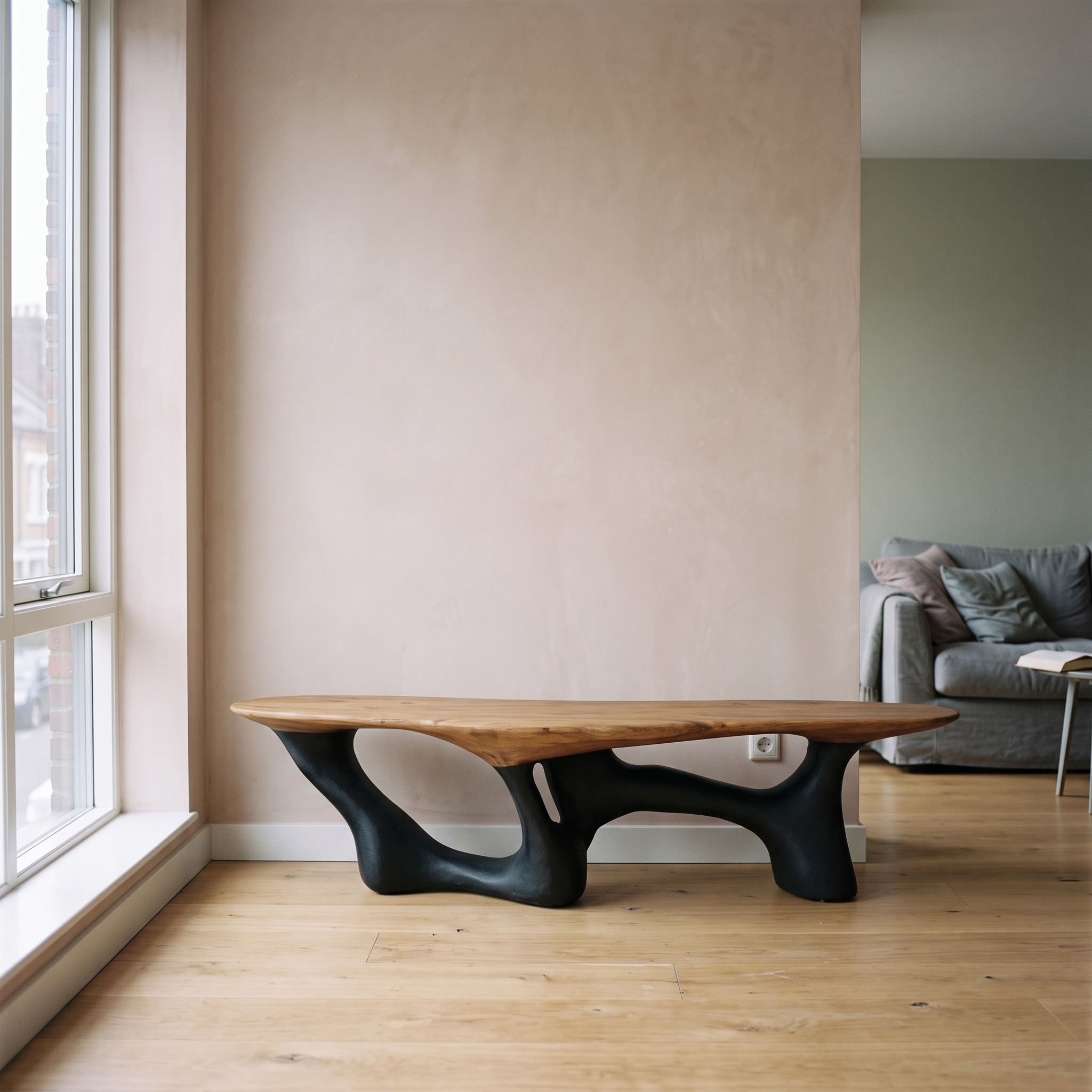 Modern Natural Wood Bench, Rustic Entryway Hallway Seating, Solid Timber Dining Bench for Living Room Decor