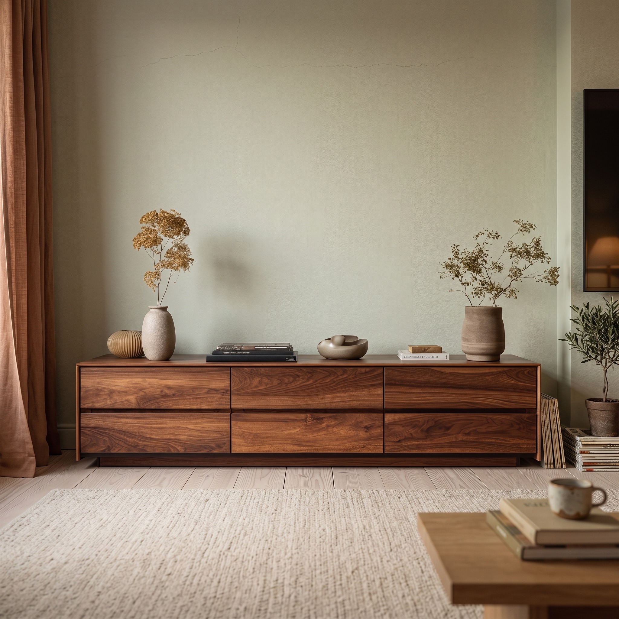 Modern Natural Wood Sideboard for Contemporary Living Room
