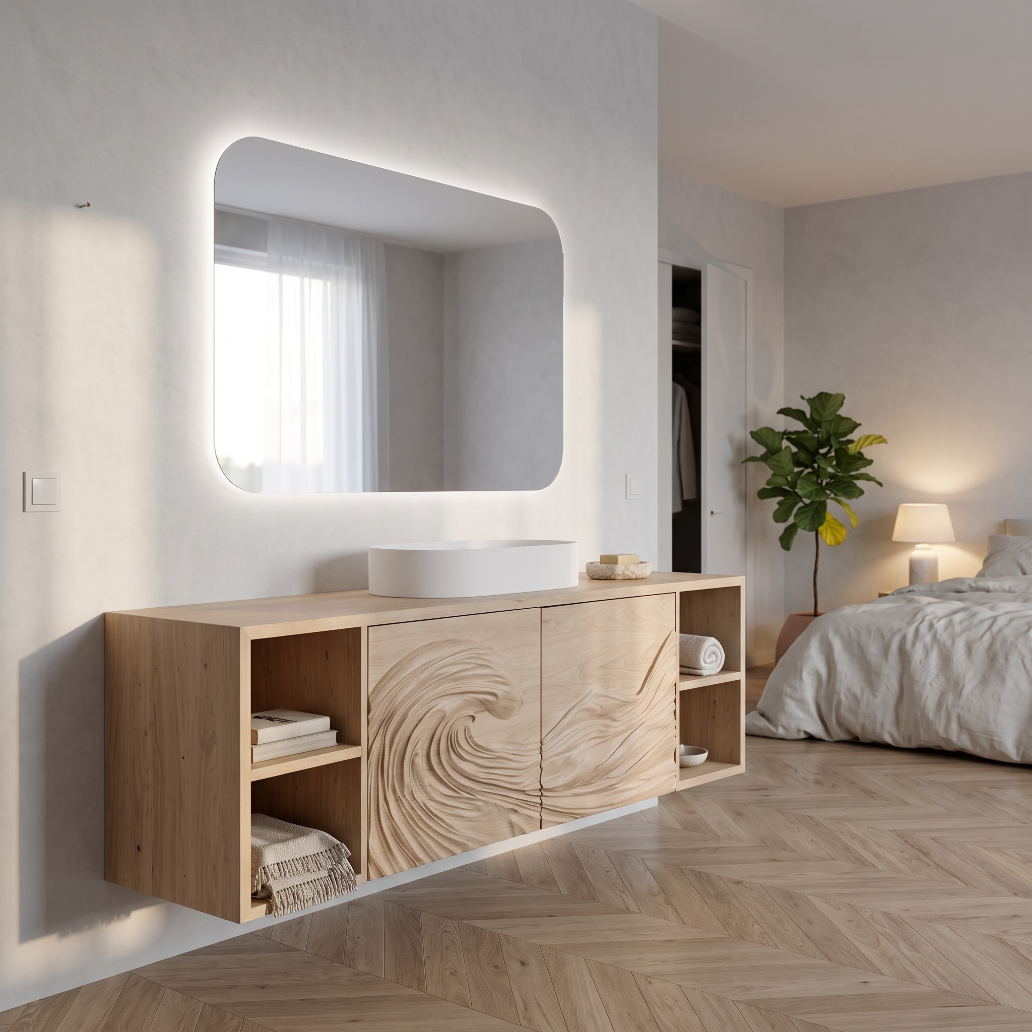 Modern Ocean Wave Bathroom Vanity for Contemporary Bathroom