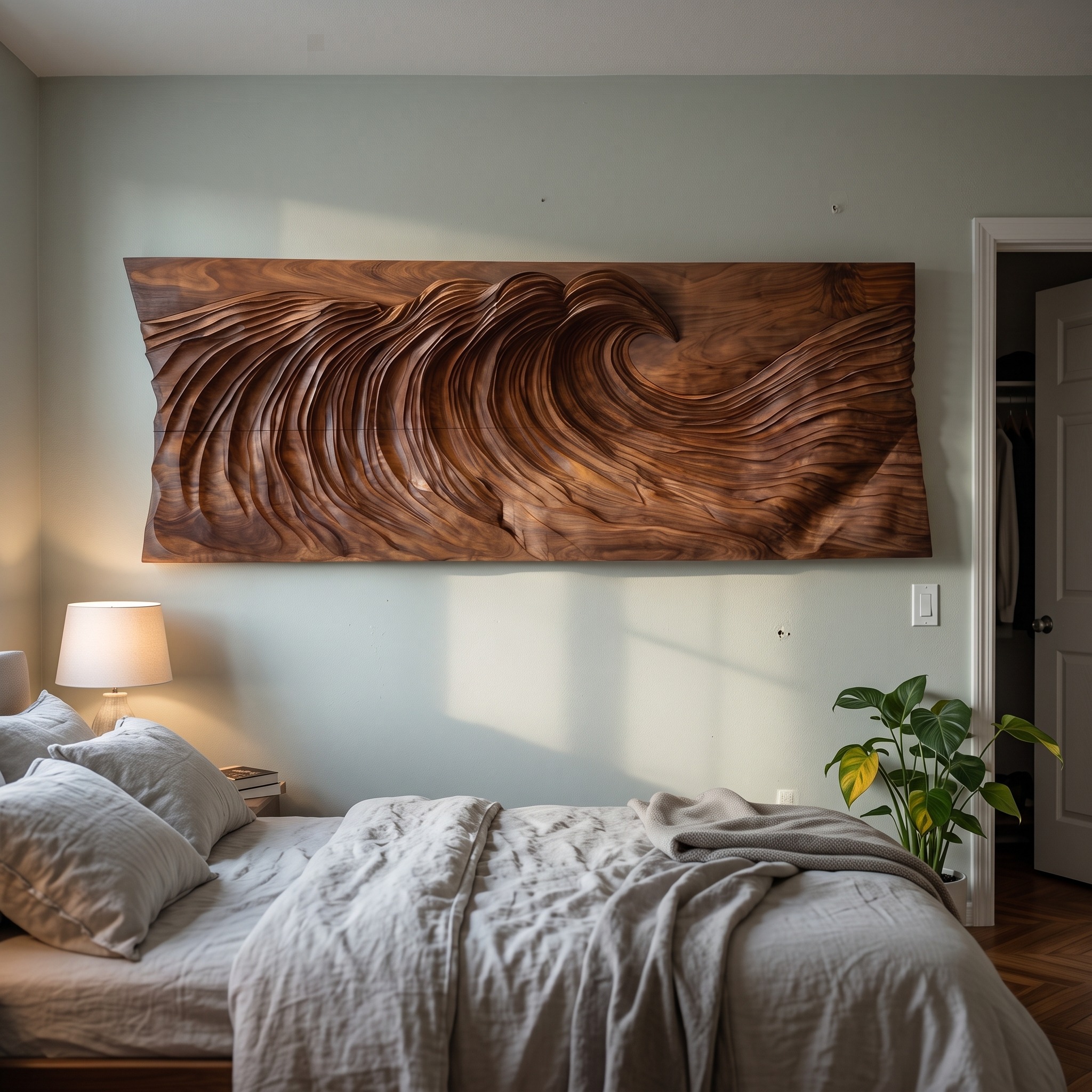 Modern Ocean Wave Wood Wall Art Living Room Wall Decor