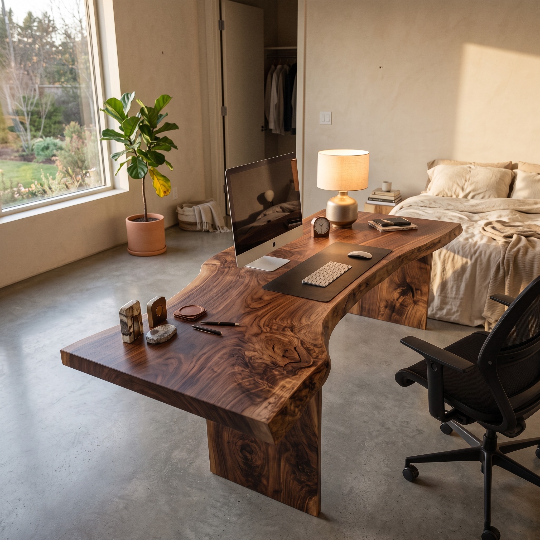 Modern Organic Curved Office Desk for Executive or Creative Workspace