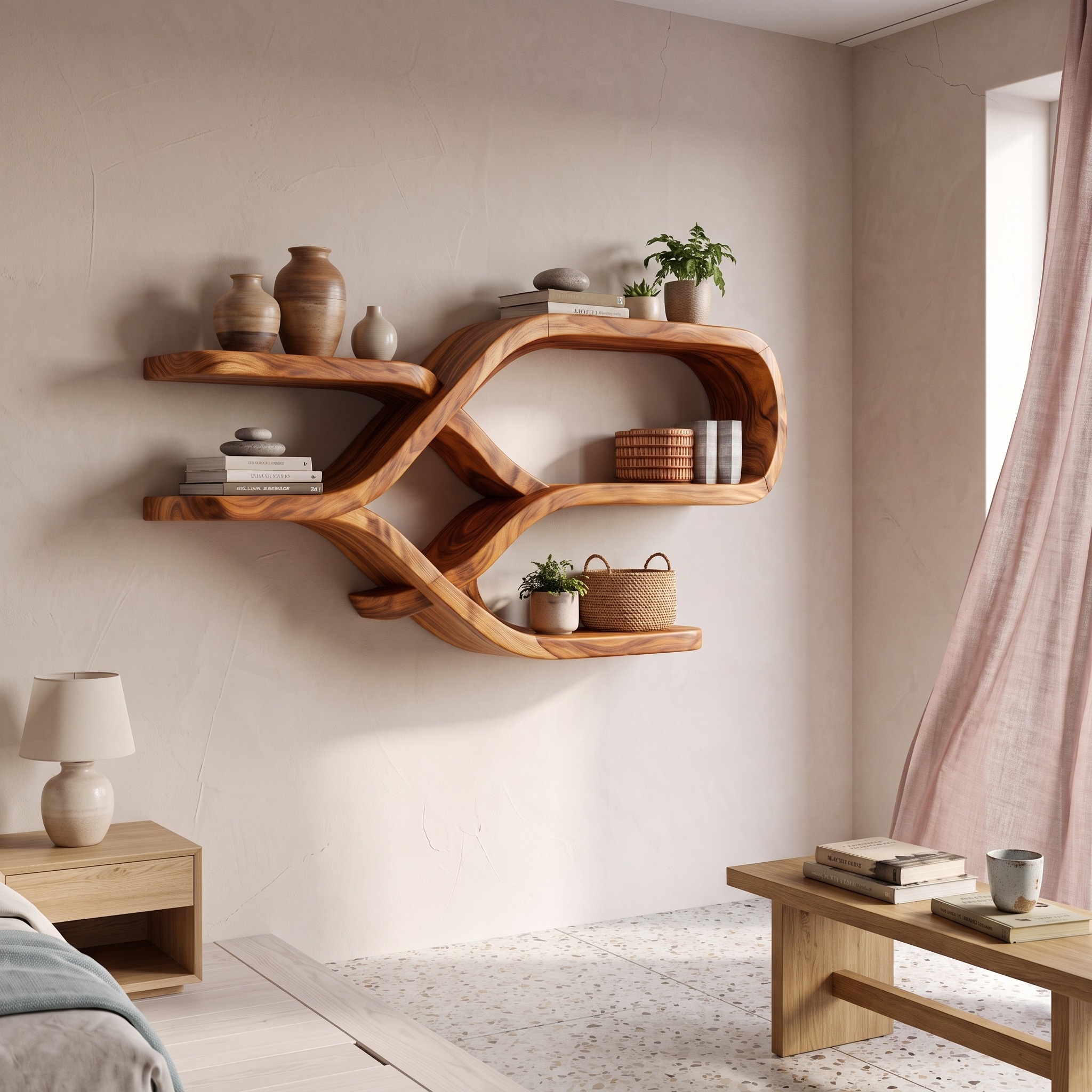 Modern Organic Floating Display Shelves for Bedroom