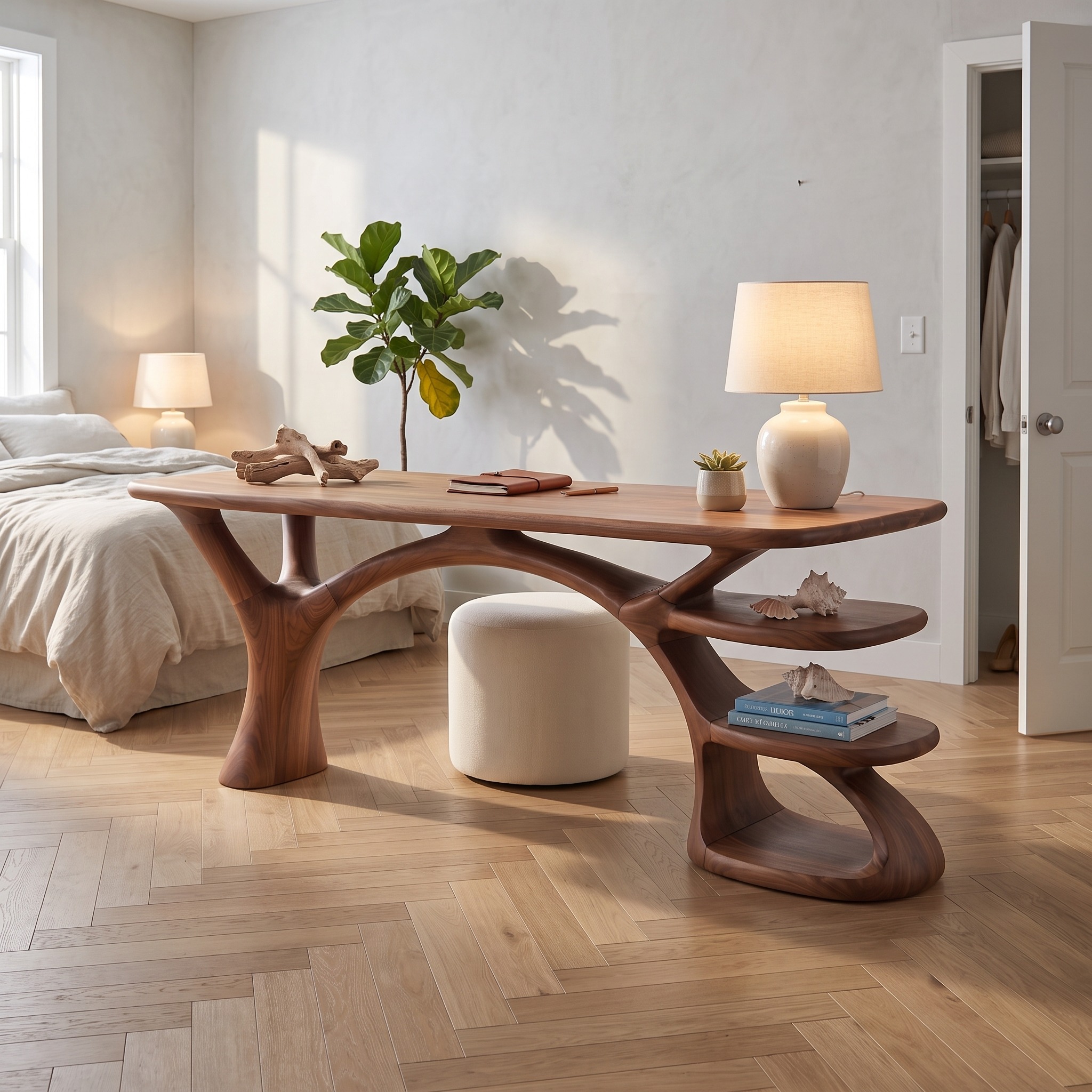 Modern Organic Form Study Desk Bedroom Workspace