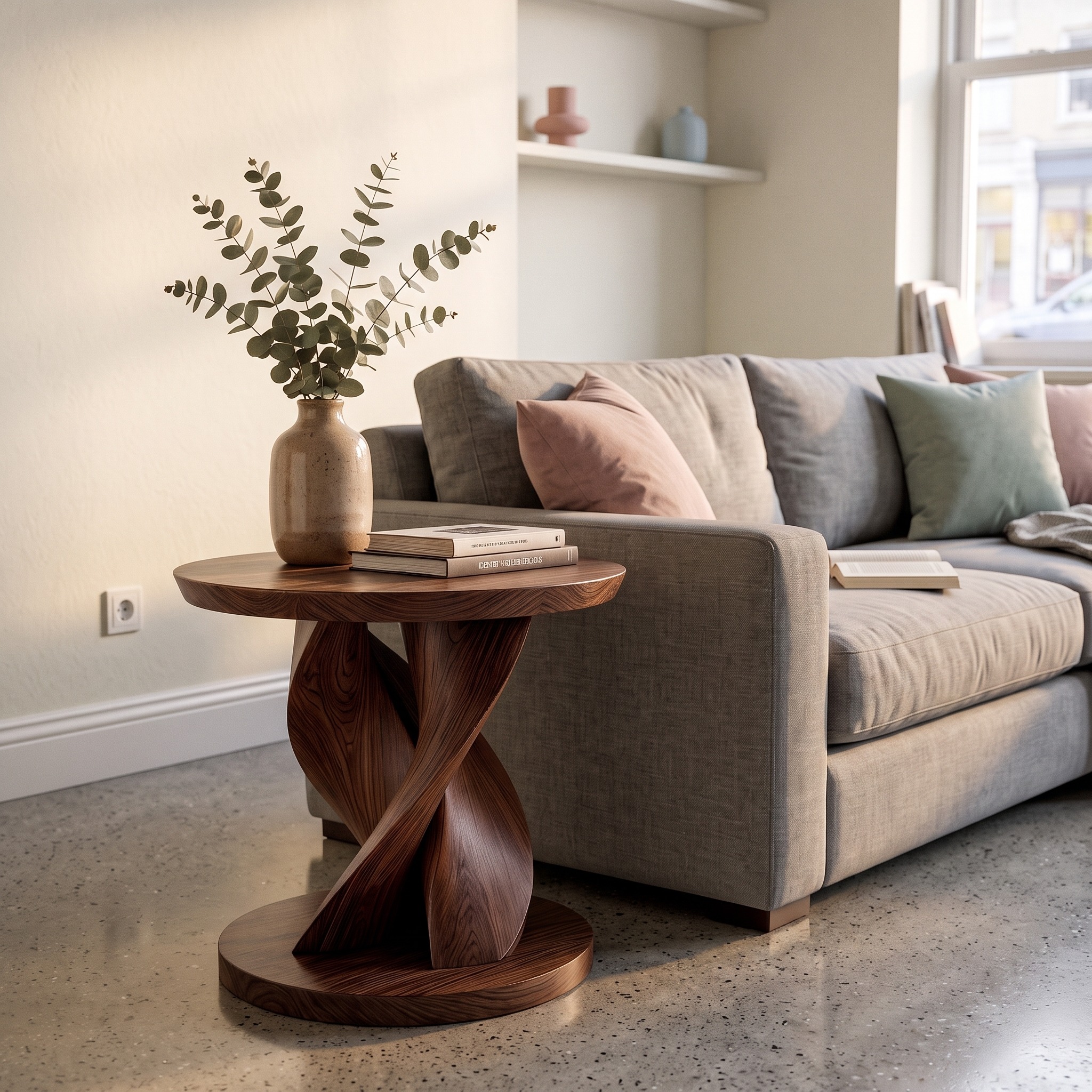 Modern Organic Side Table, Handcrafted Solid Wood End Table & Nightstand for Living Room Bedroom