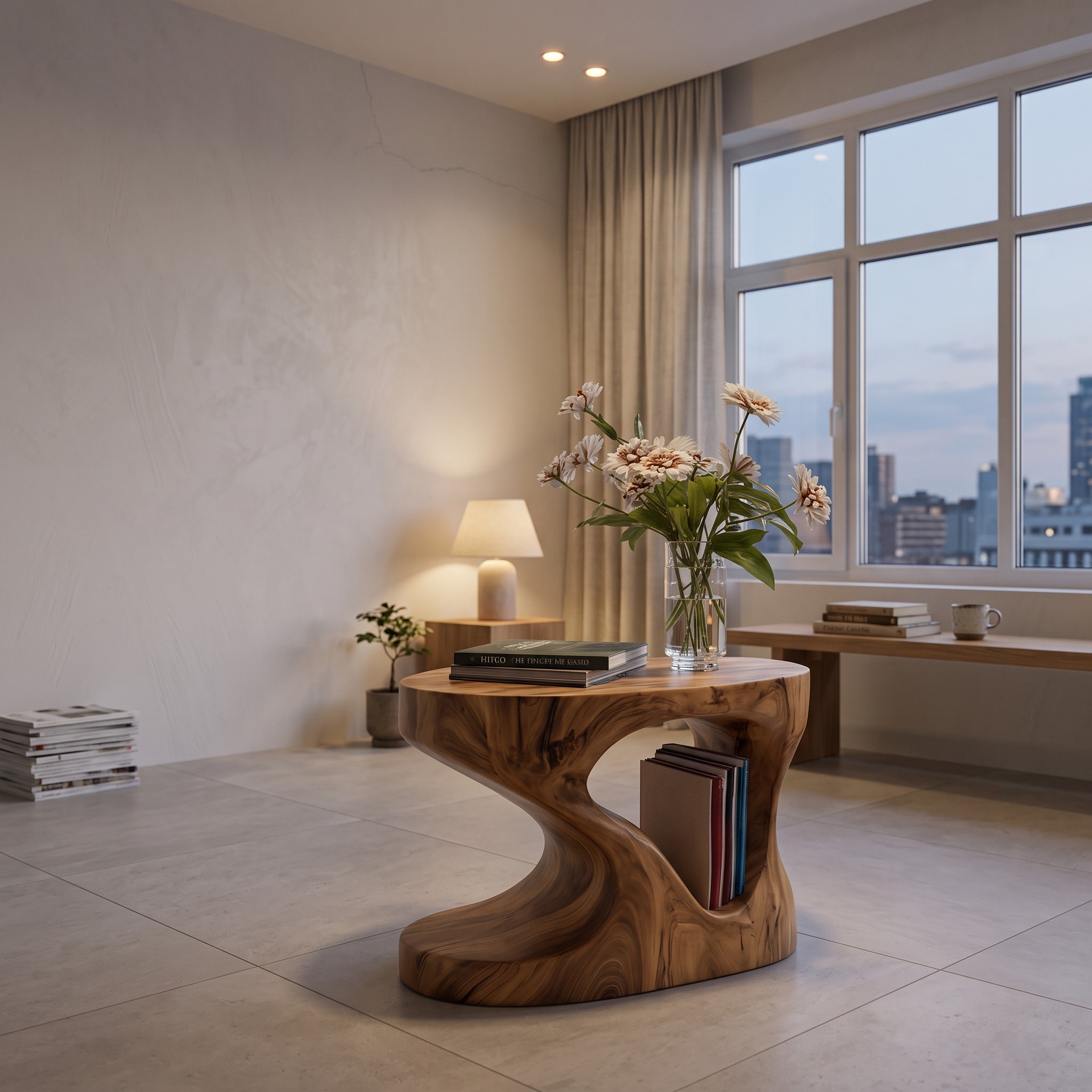 Modern Organic Side Table, Solid Wood End Table & Nightstand for Living Room or Bedroom Accent Furniture