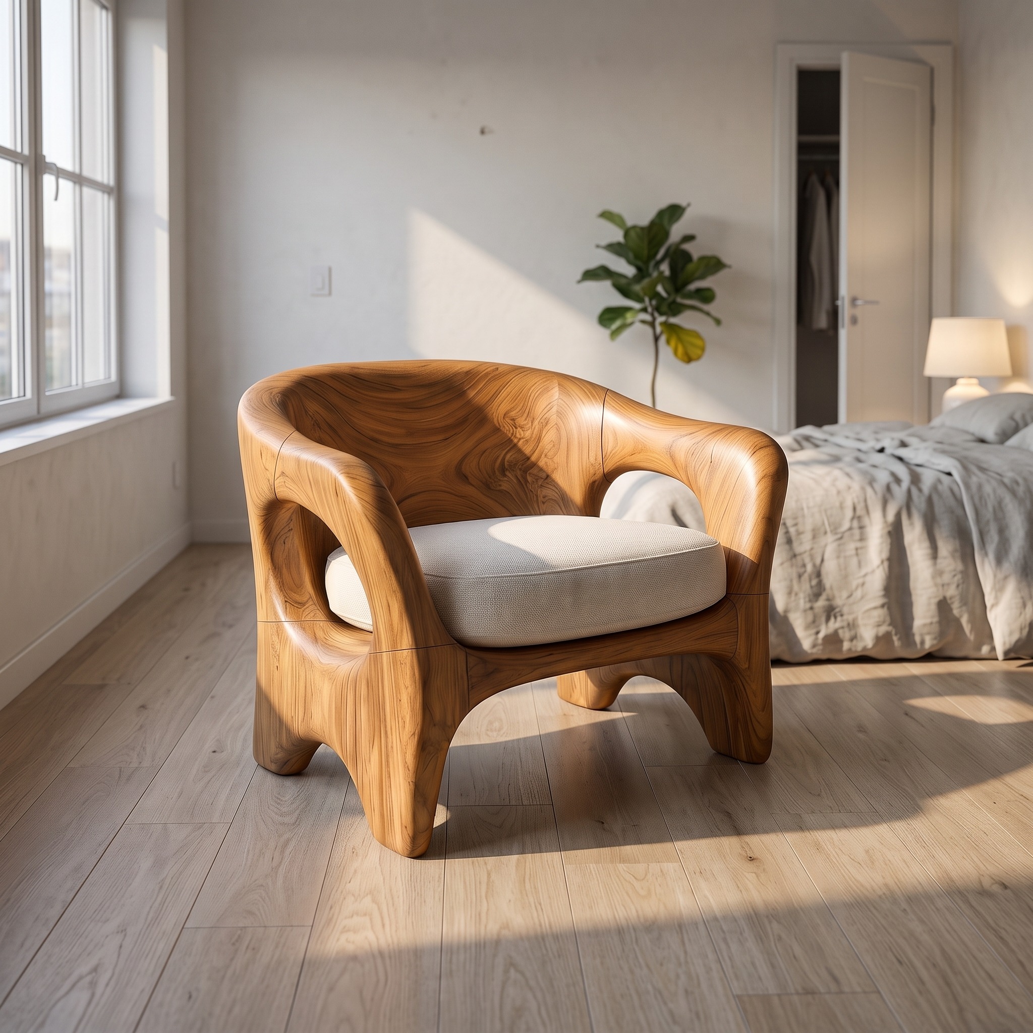 Modern Organic Wooden Chair Designer Reception Area