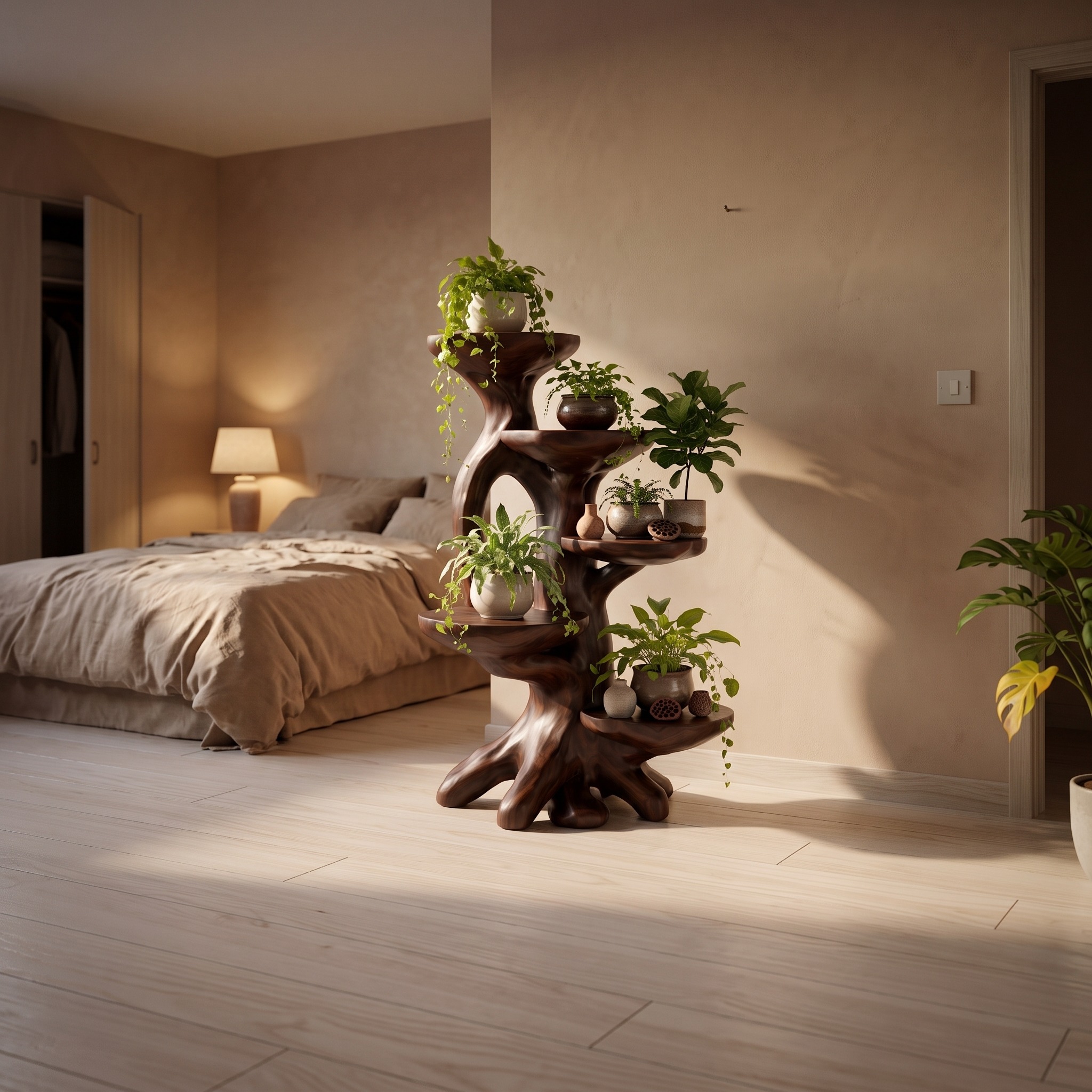 Modern Plant Stand with Sculptural Platforms for Living Room