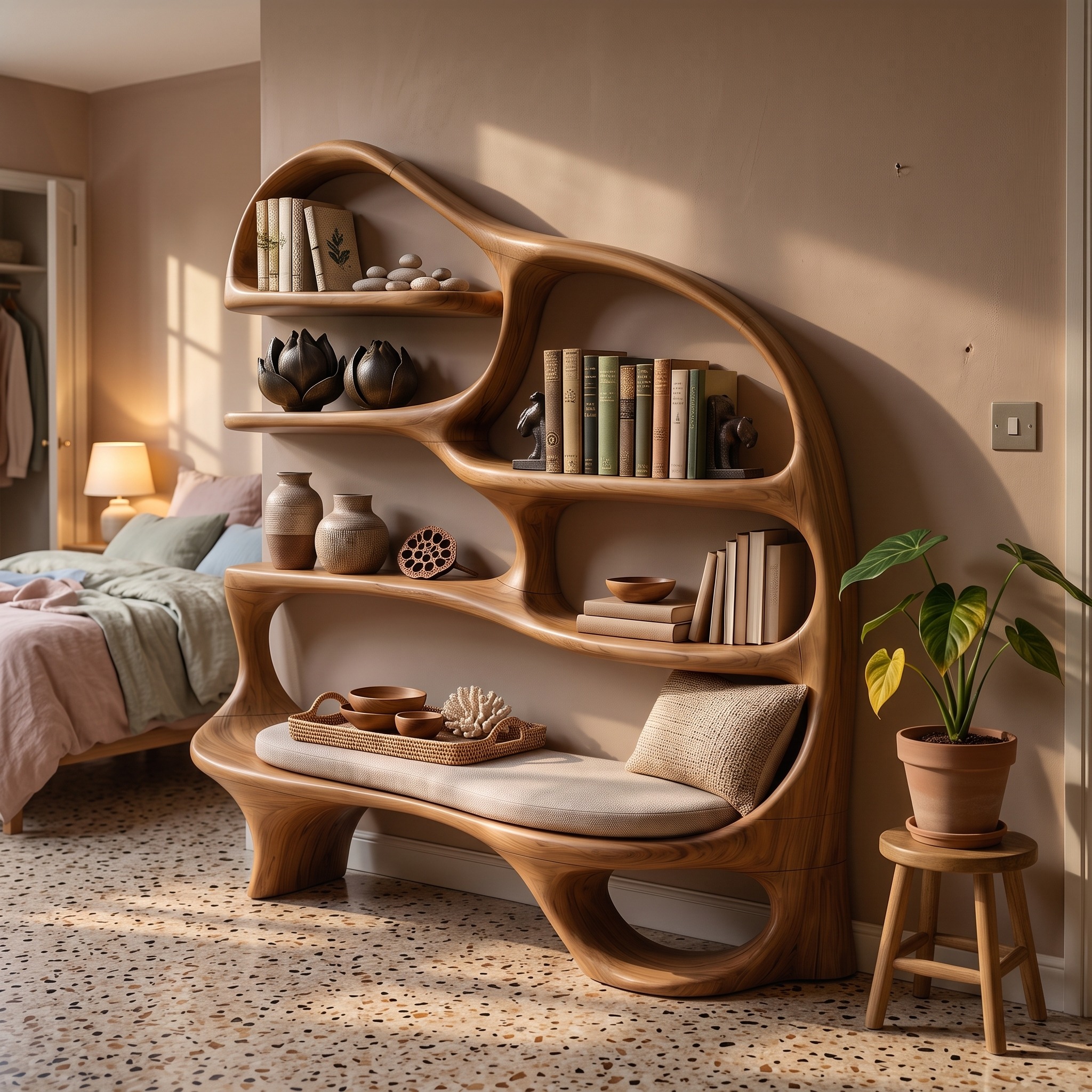 Modern Reading Nook Bookcase for Contemporary Living Room