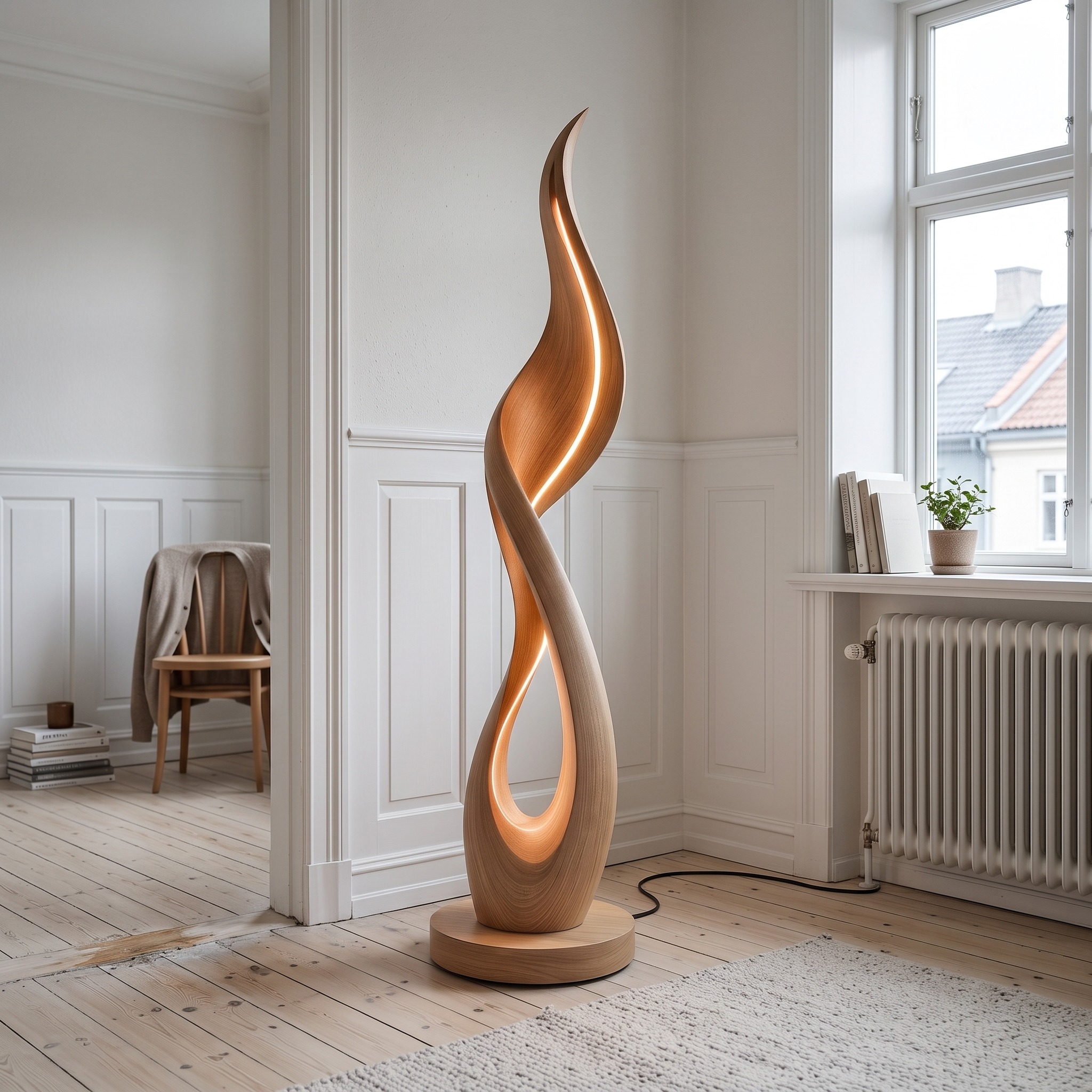 Modern Ribbon Flow Floor Lamp for Bedroom Corner