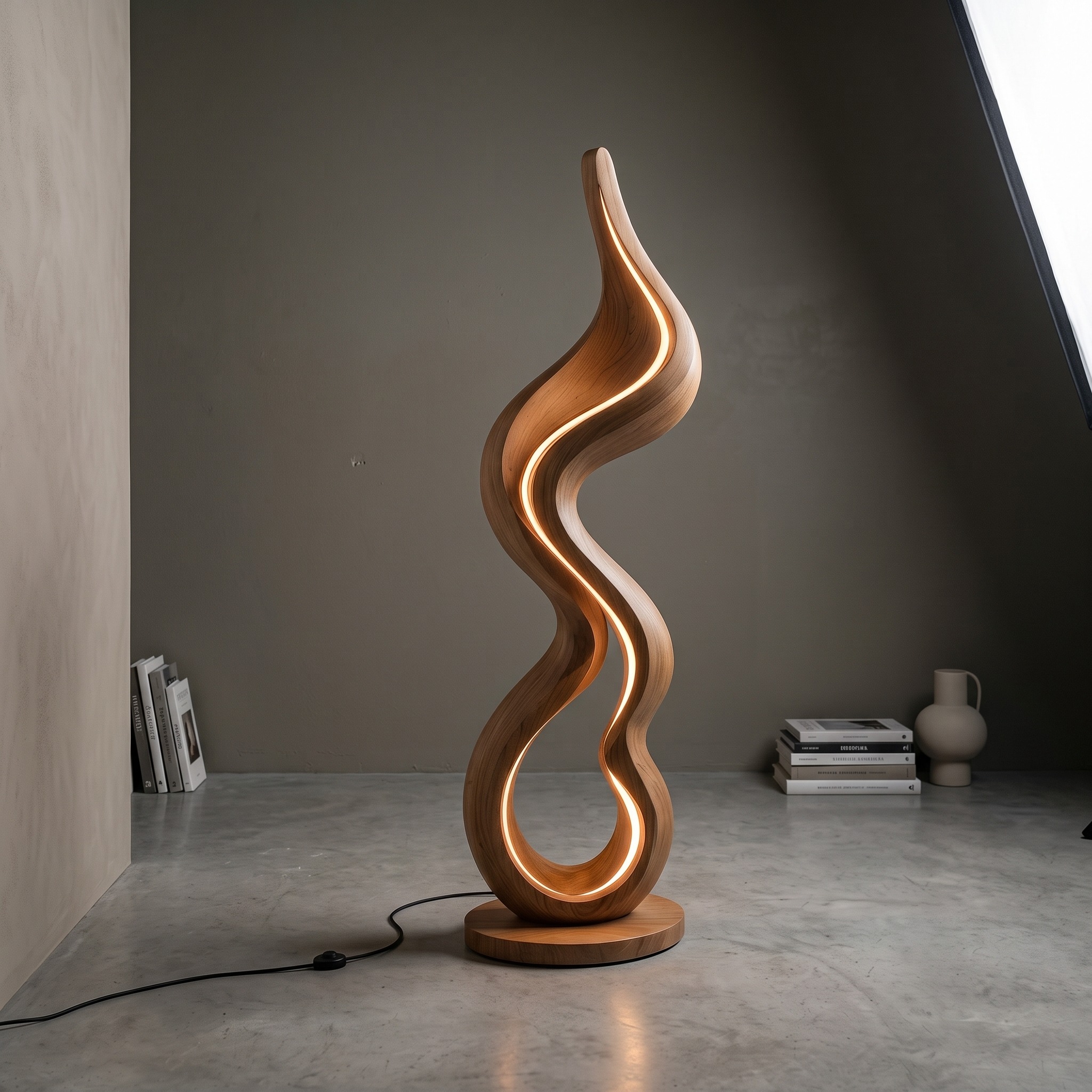 Modern Ribbon Lamp with Shelf for Living Room