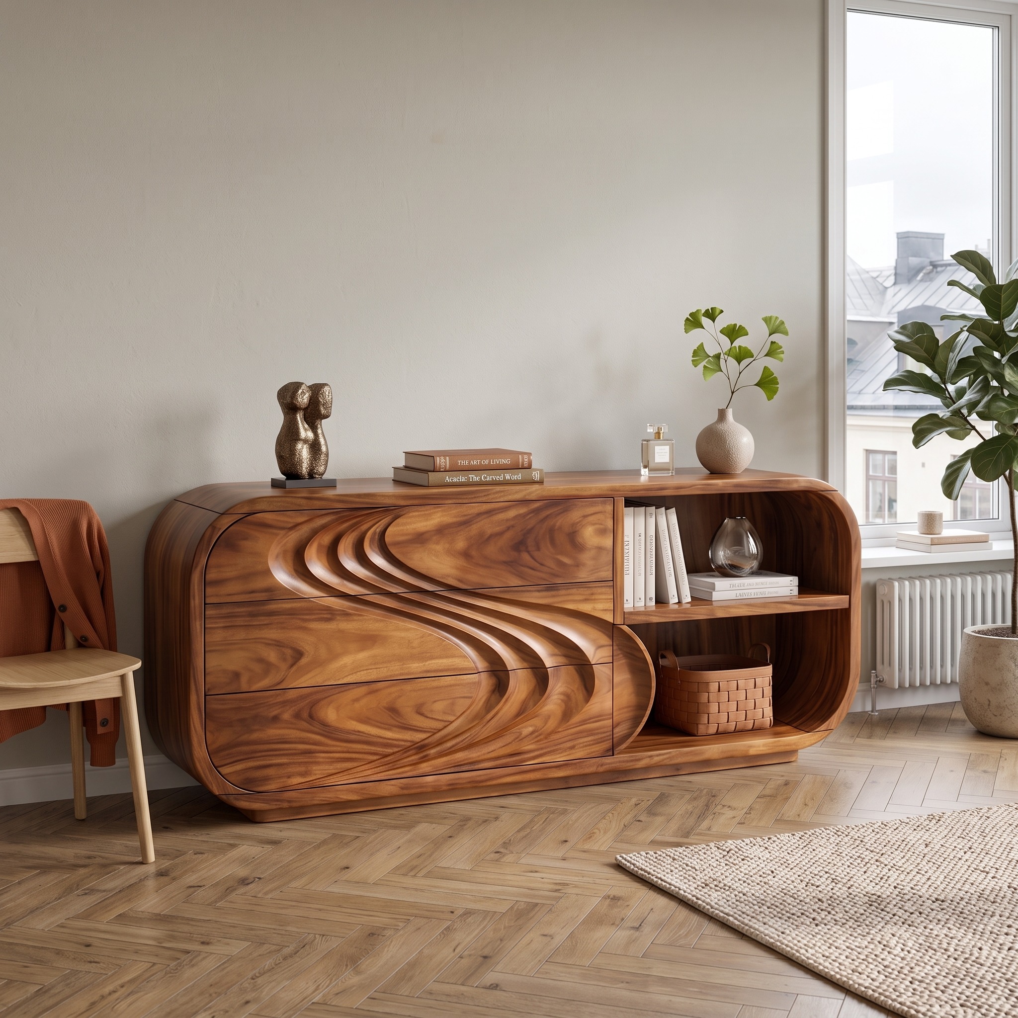 Modern Ripple Dresser for Cozy Bedroom Interior