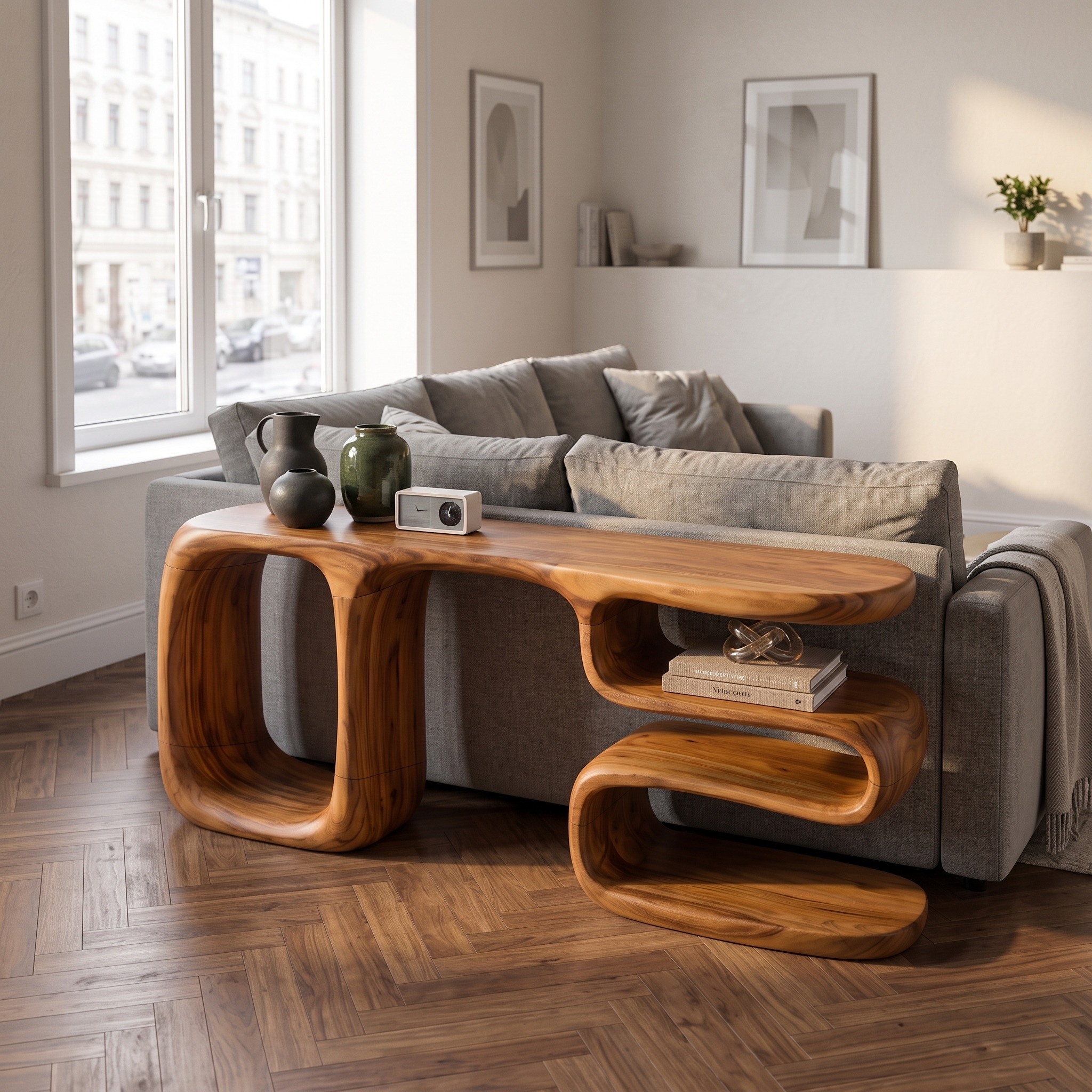 Modern Rounded Cabinet Console for Elegant Entryway