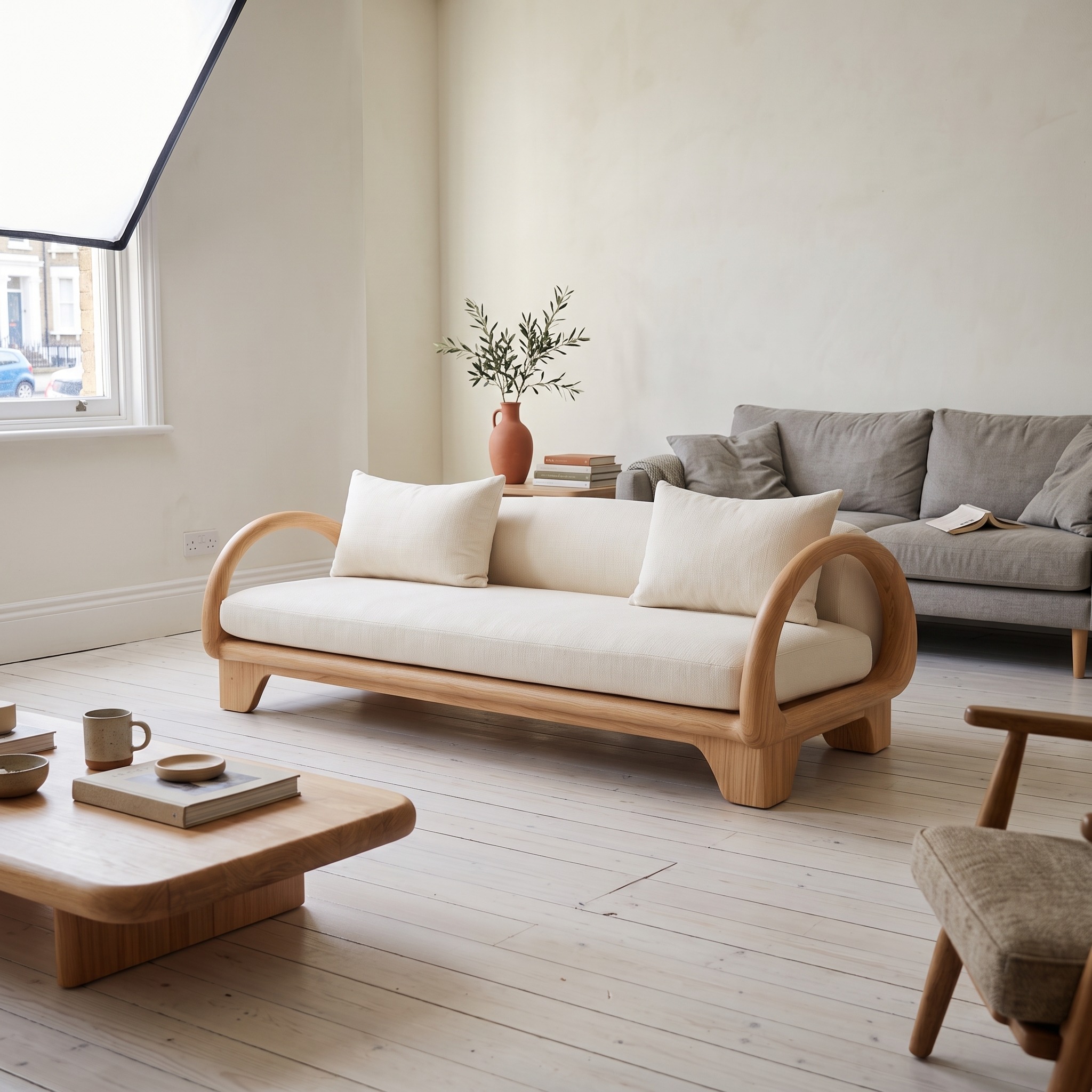 Modern Rounded Frame Lounge Sofa Living Room or Studio