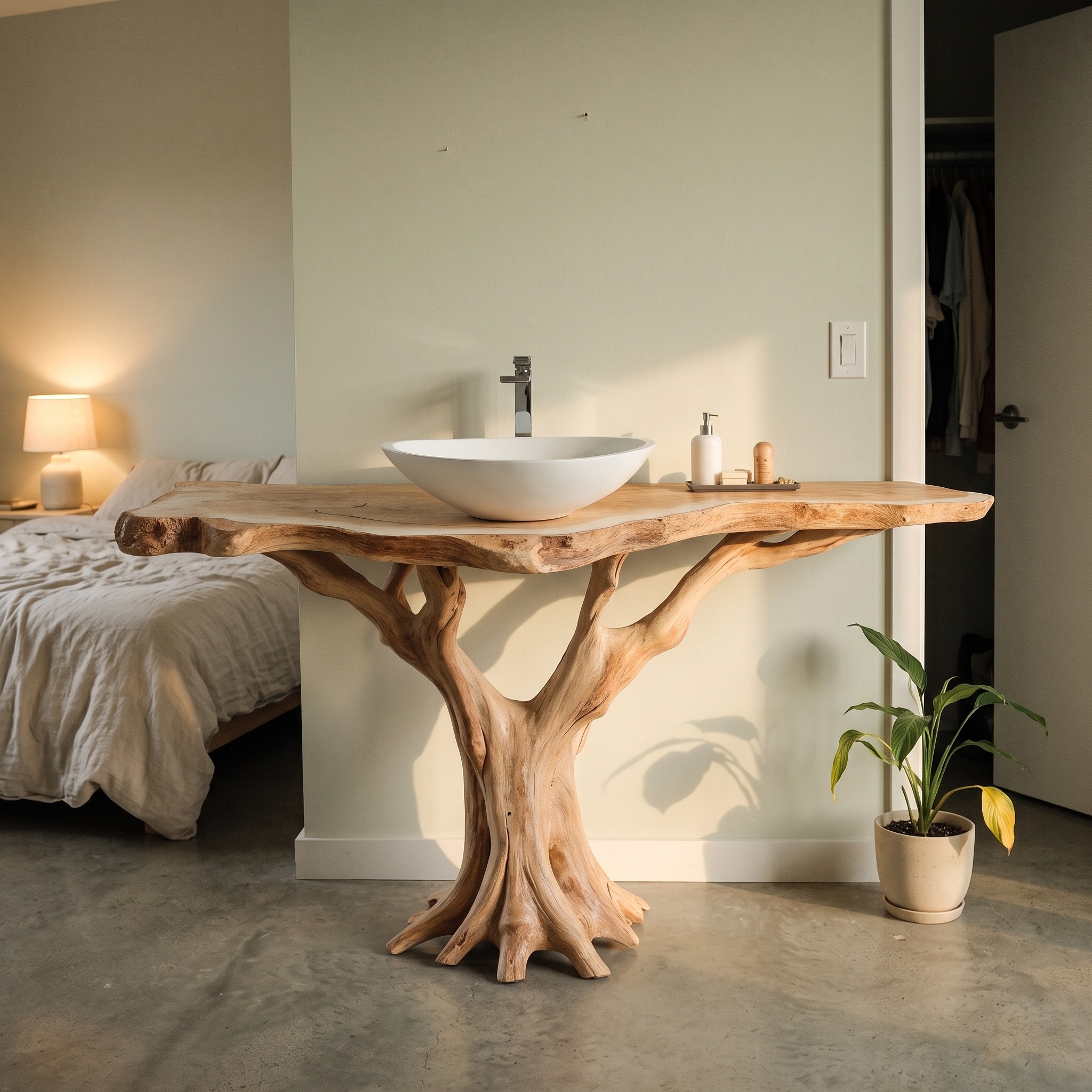 Modern Rustic Bathroom Vanity with Solid Wood Construction