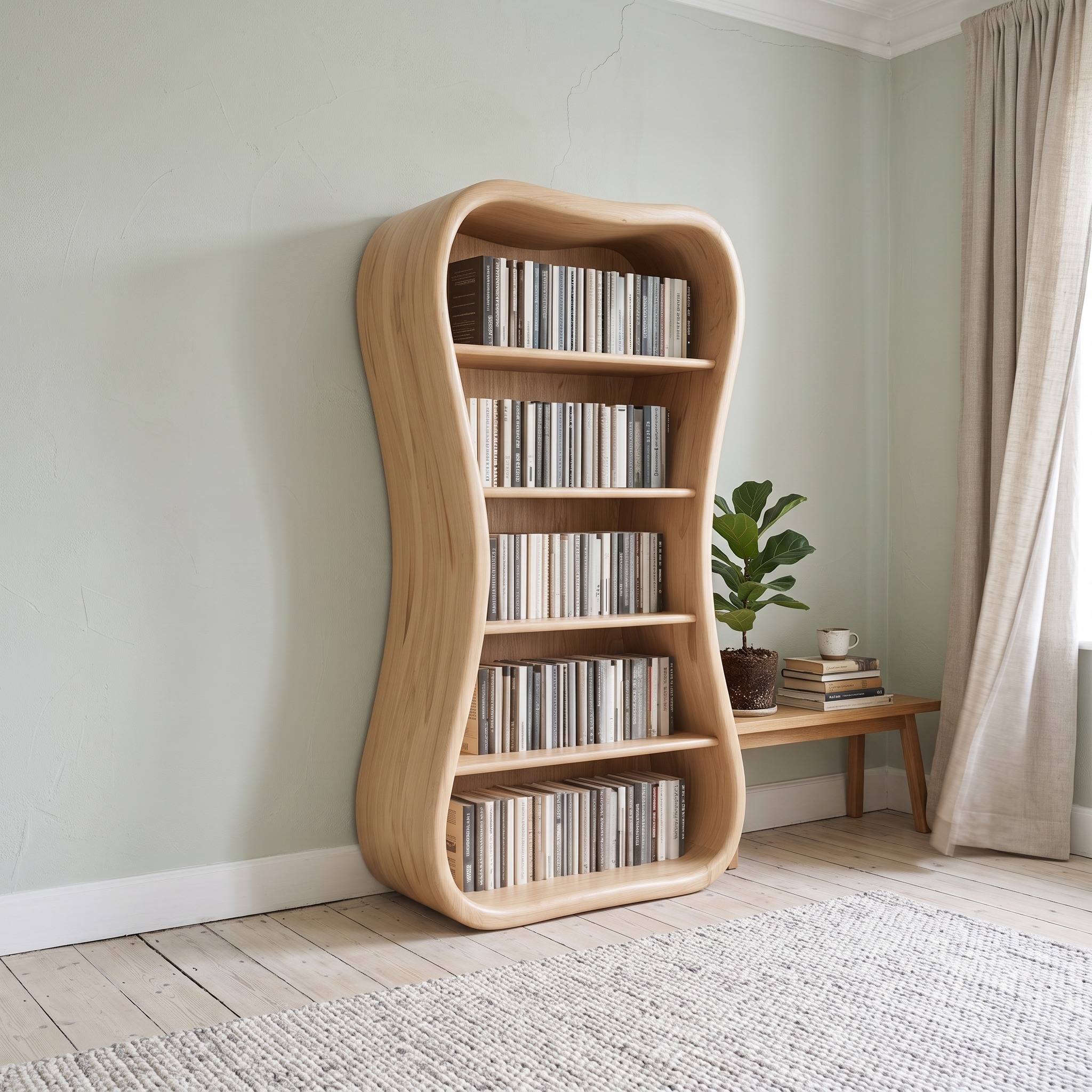 Modern Sculpted Bookshelf Reading Room or Study Room