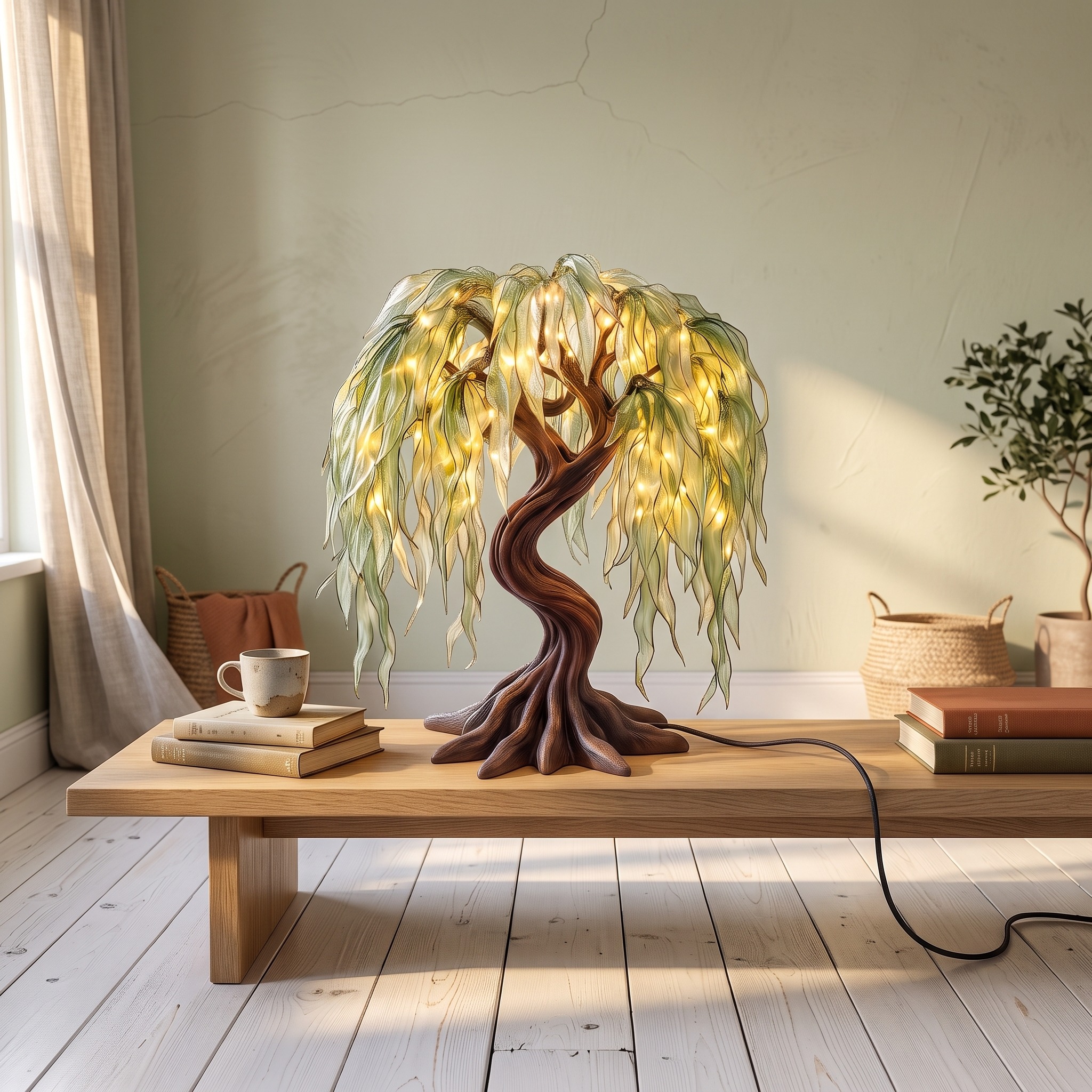 Modern Sculptural Bonsai Tree Table Lamp for Living Room