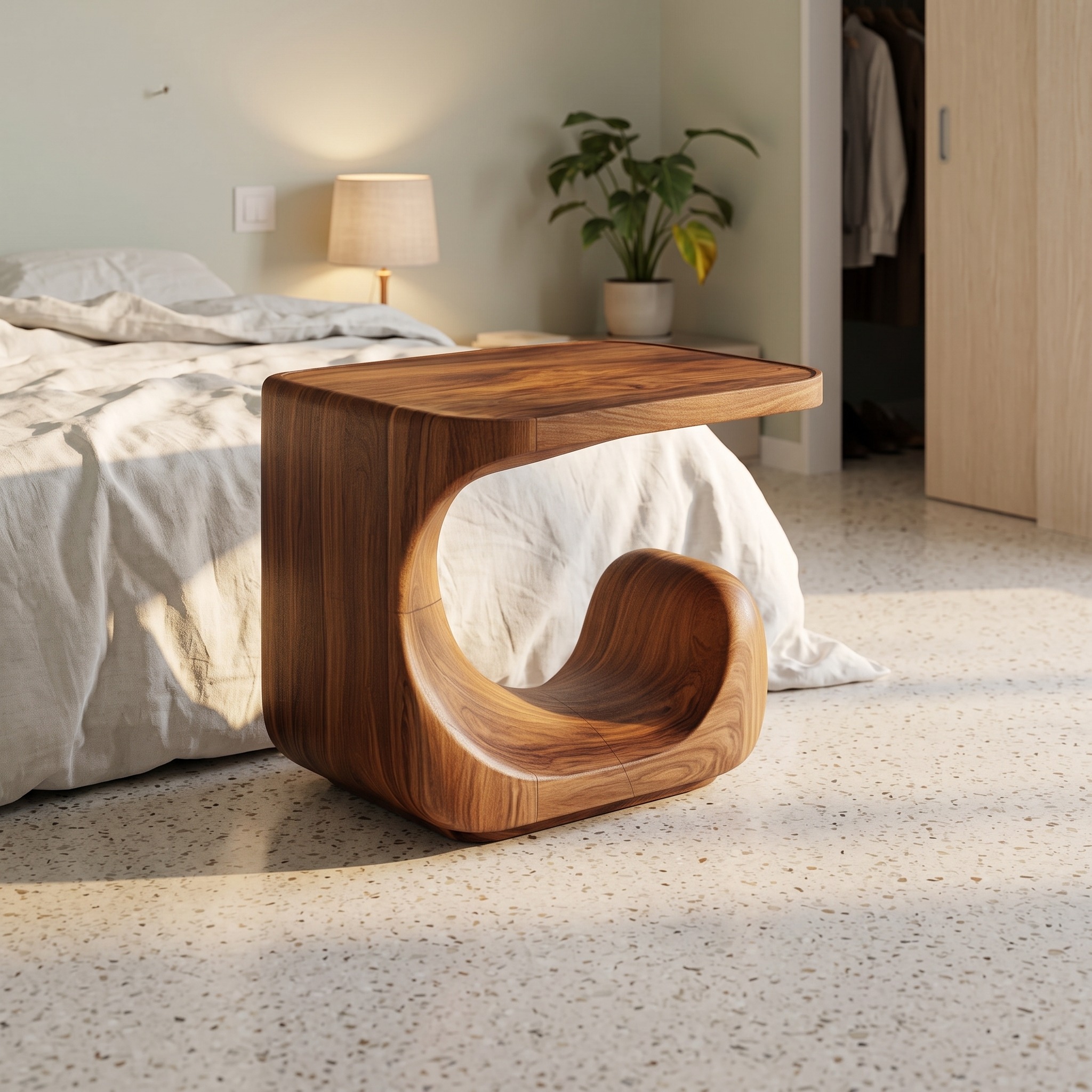 Modern Sculptural C Shape Side Table for Living Room and Sofa Area