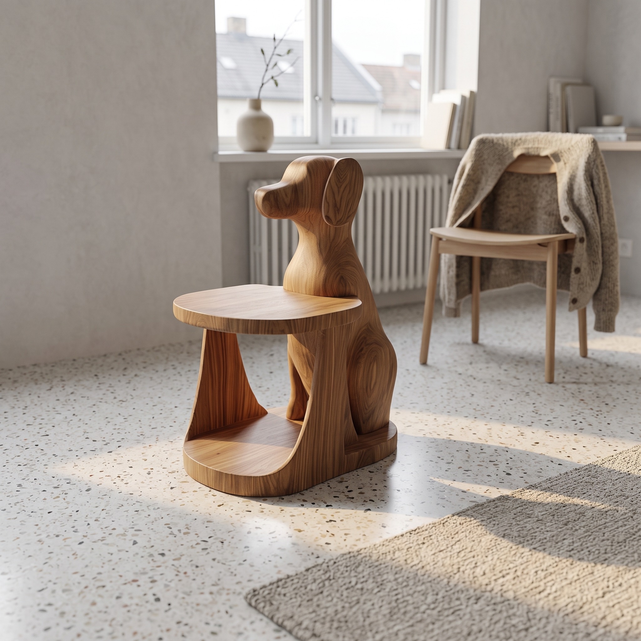 Modern Sculptural Dog Side Table for Living Room and Bedroom
