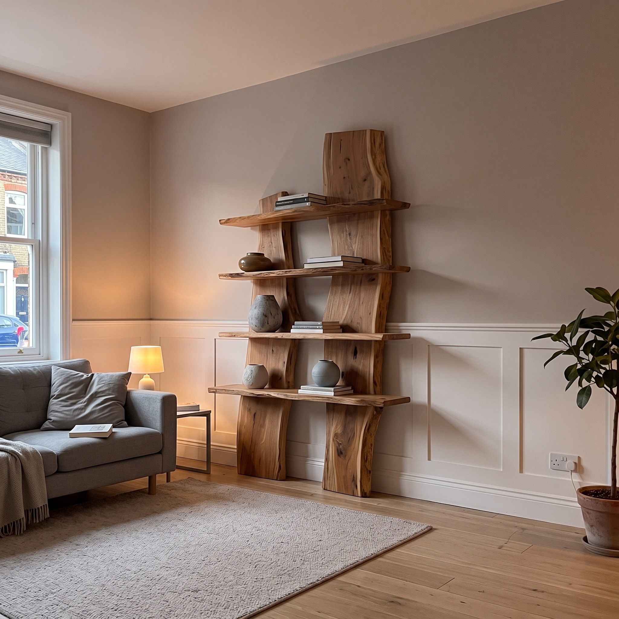 Modern Sculptural Floating Shelf Curved for Living Room Decoration