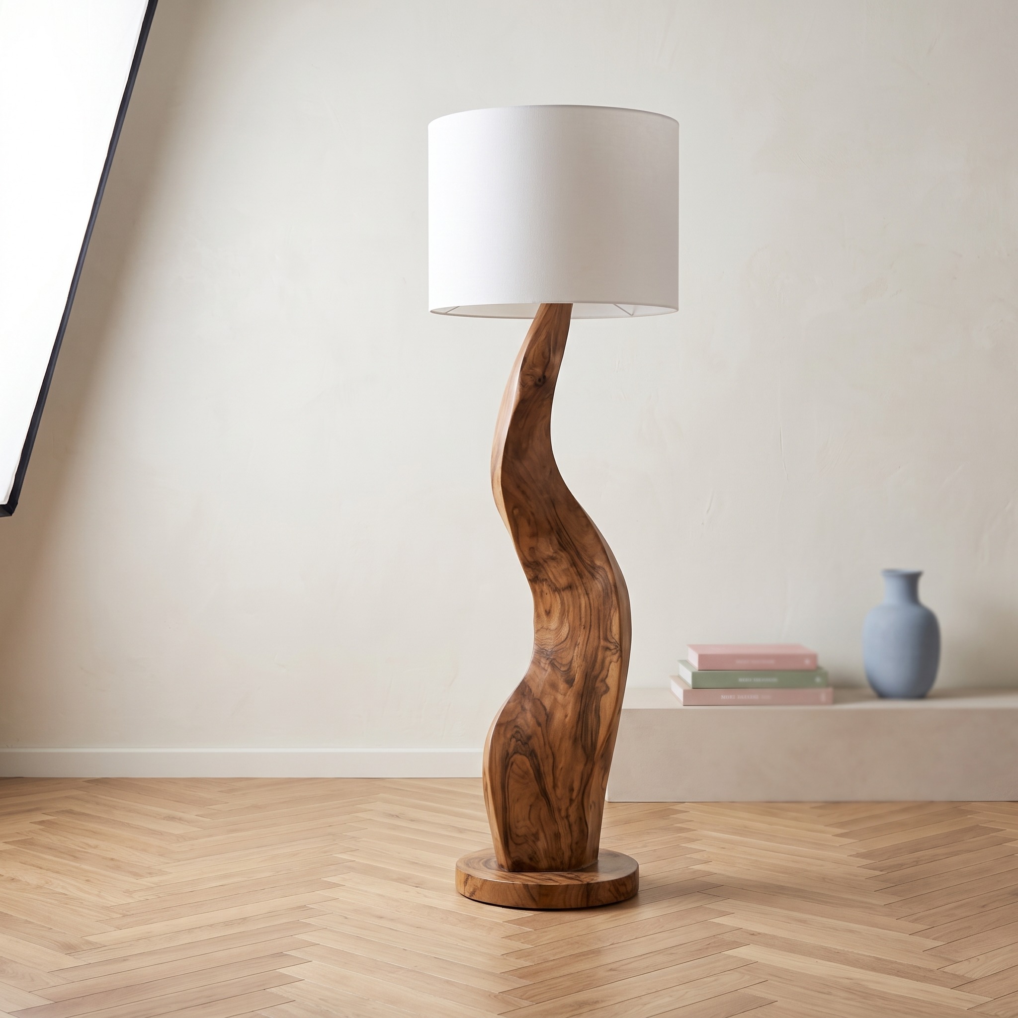 Modern Sculptural Floor Lamp with Curved Base for Bedroom