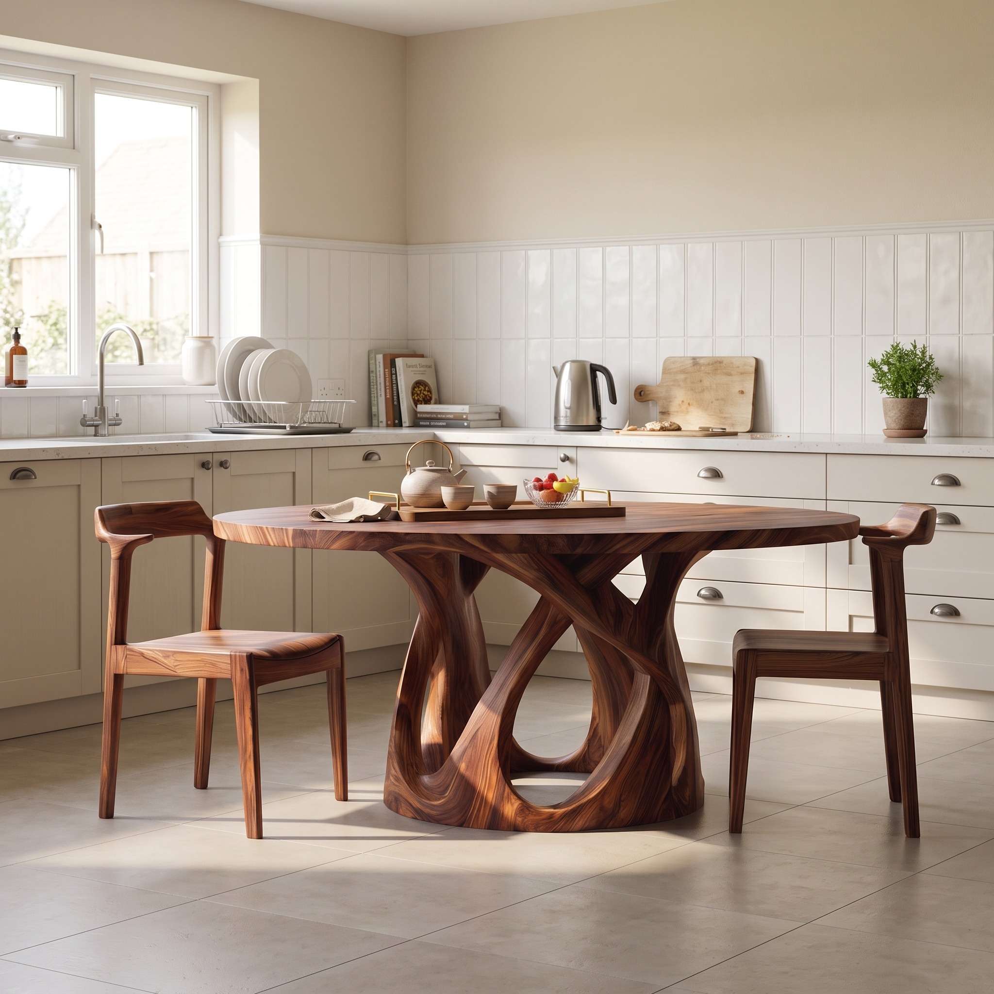 Modern Sculptural Leg Round Dining Table for Breakfast Nook
