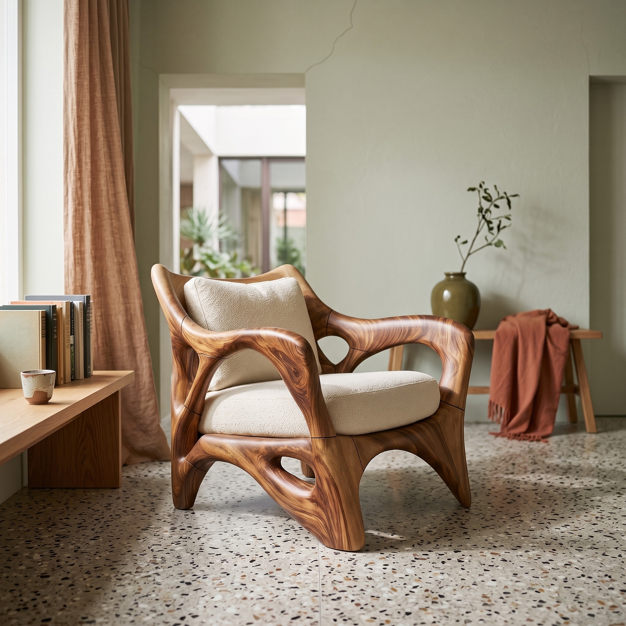 Modern Sculptural Lounge Chair for Sophisticated Wine Room Interiors