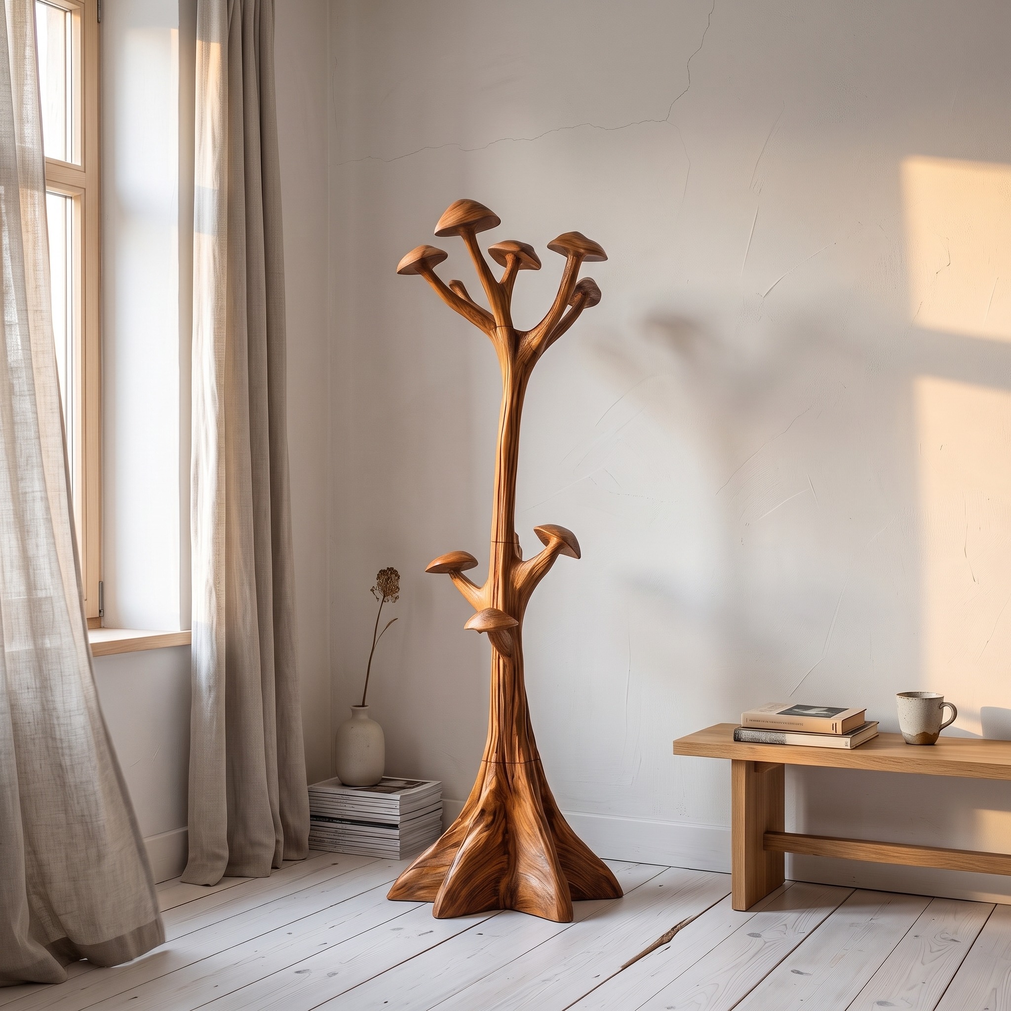 Modern Sculptural Tree Coat Rack Freestanding Design for Entryway Hallway