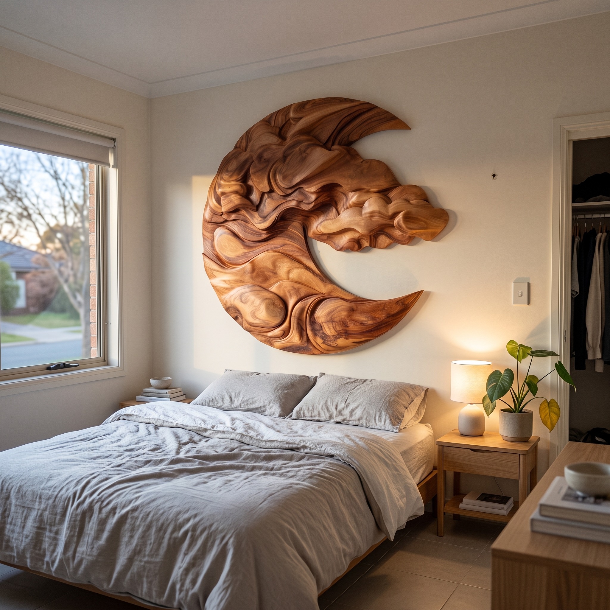 Modern Sculptural Wooden Wall Art for Urban Loft