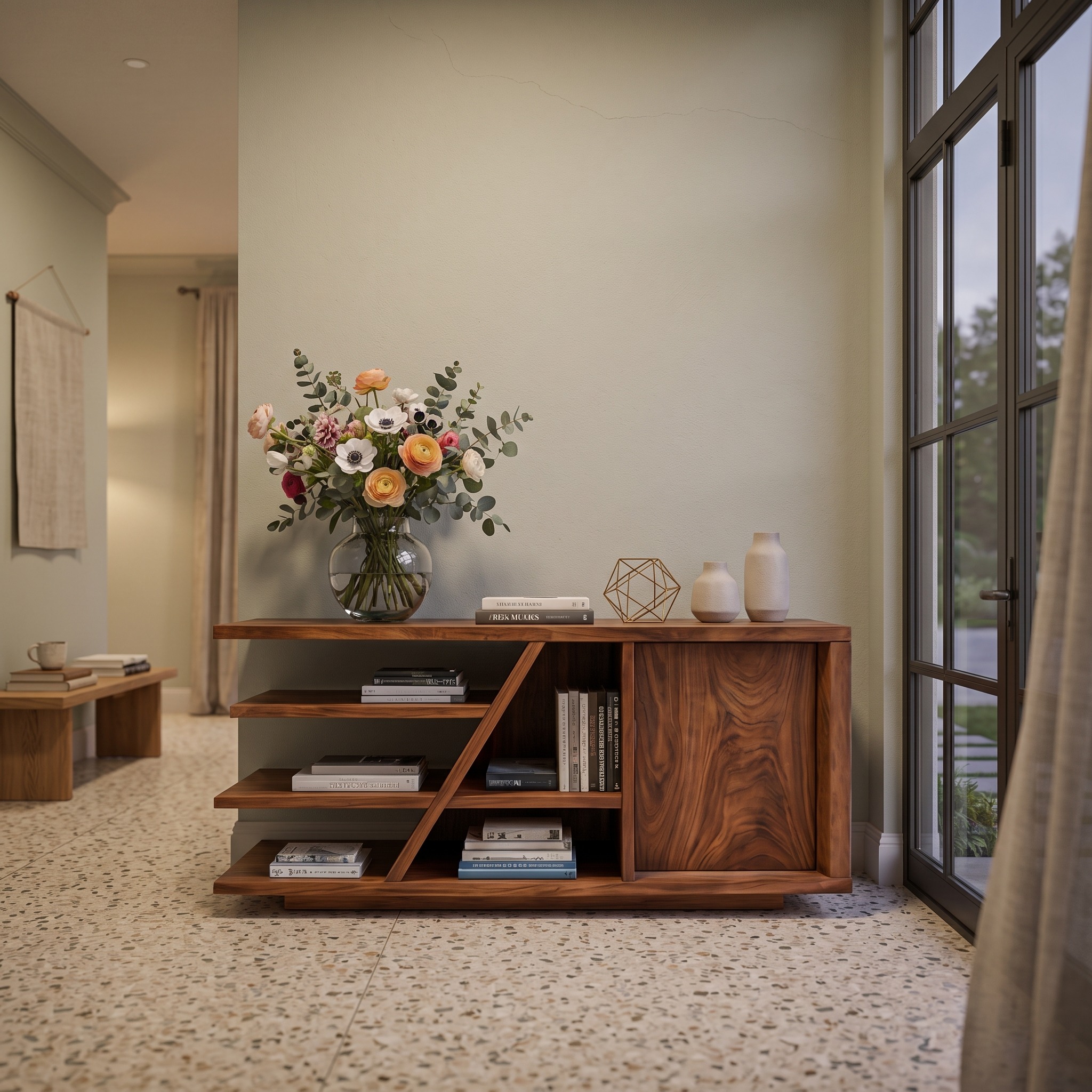 Modern Sideboard with Shelves and Cabinet for Living Room