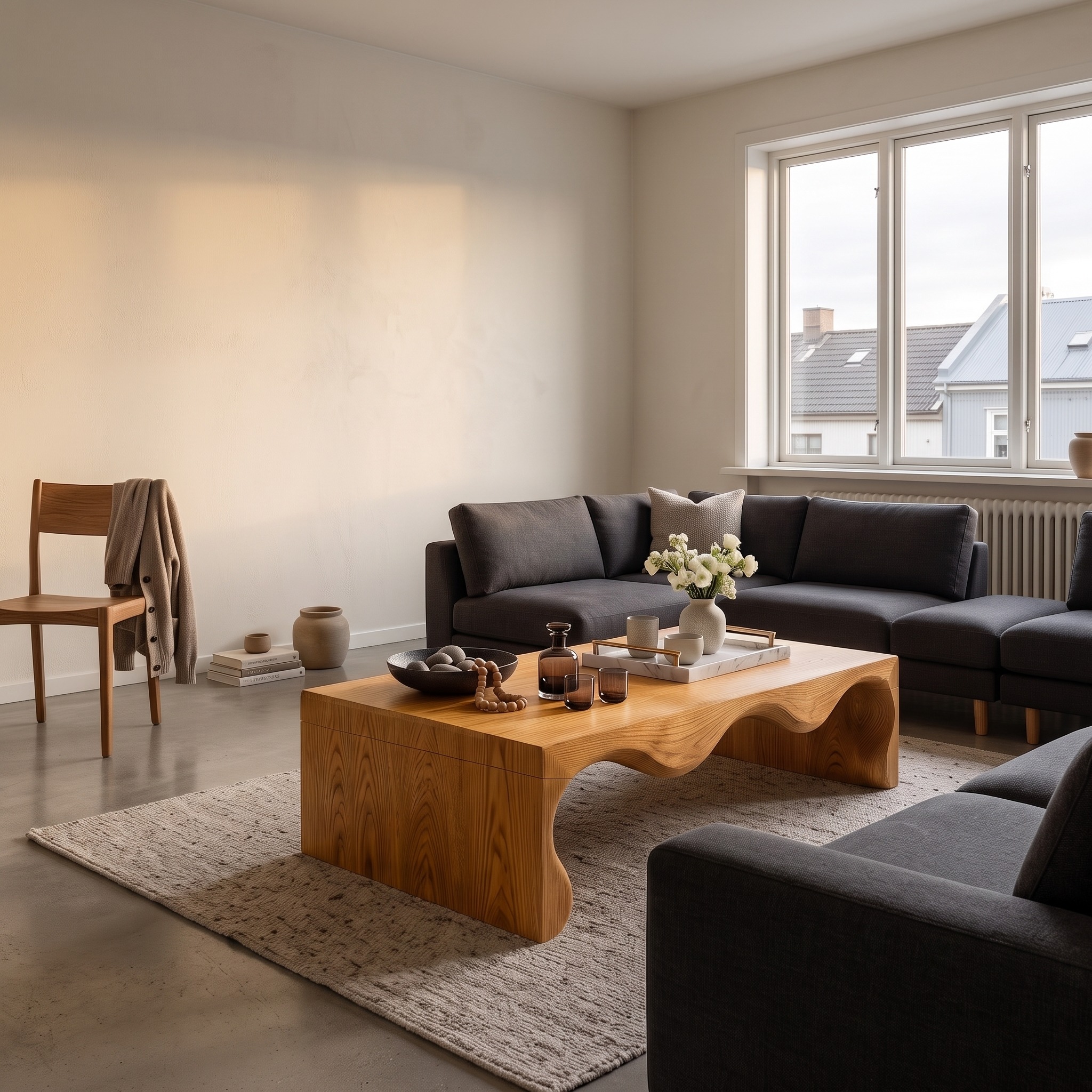 Modern Small Coffee Table with Streamlined Minimalist Frame for Living Room