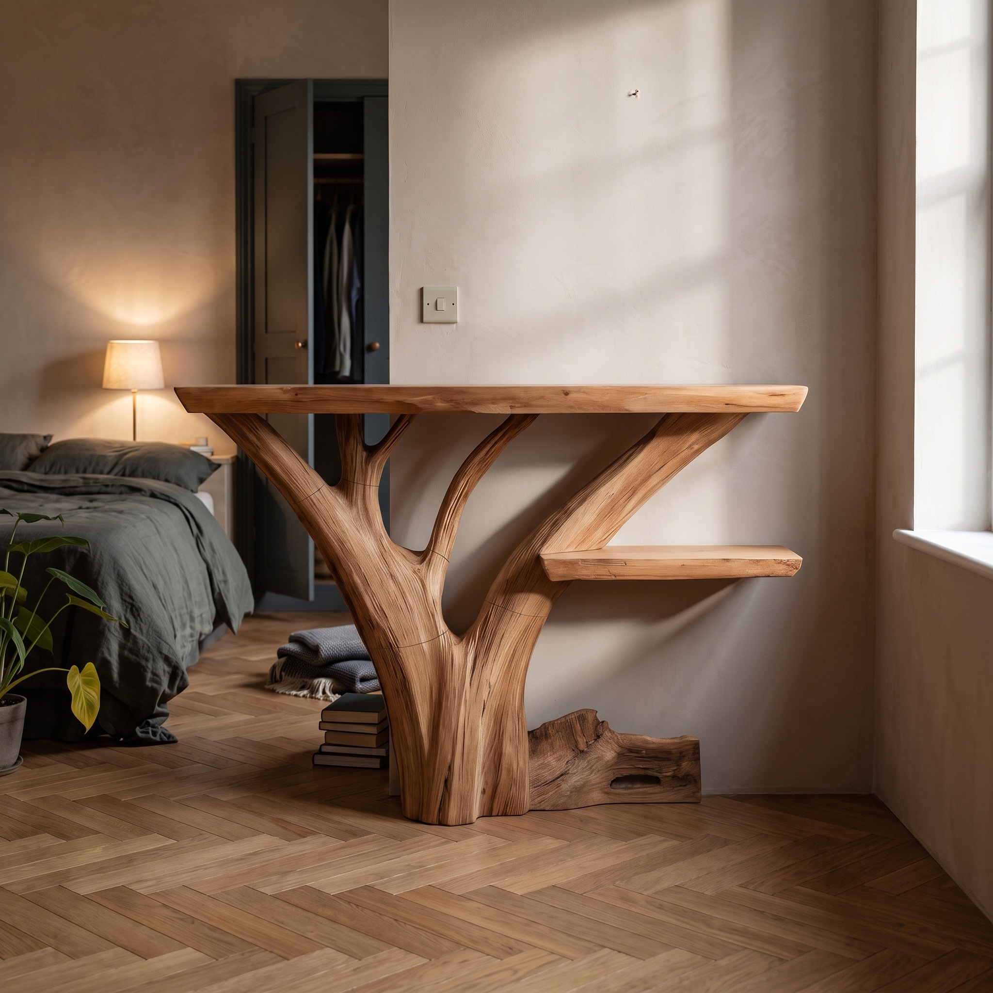Modern Solid Wood Console Table, Minimalist Entryway Foyer Table, Contemporary Behind Sofa Wood Accent Table