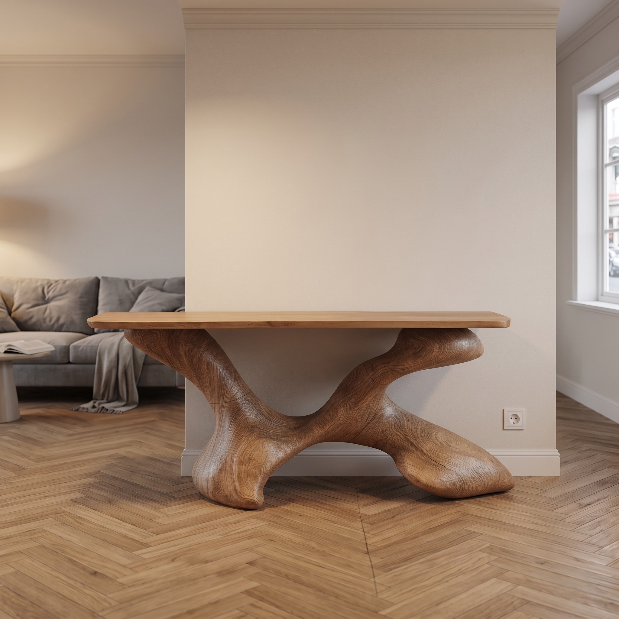 Modern Solid Wood Console Table, Minimalist Entryway Table, Rustic Accent Sofa Table for Hallway & Living Room