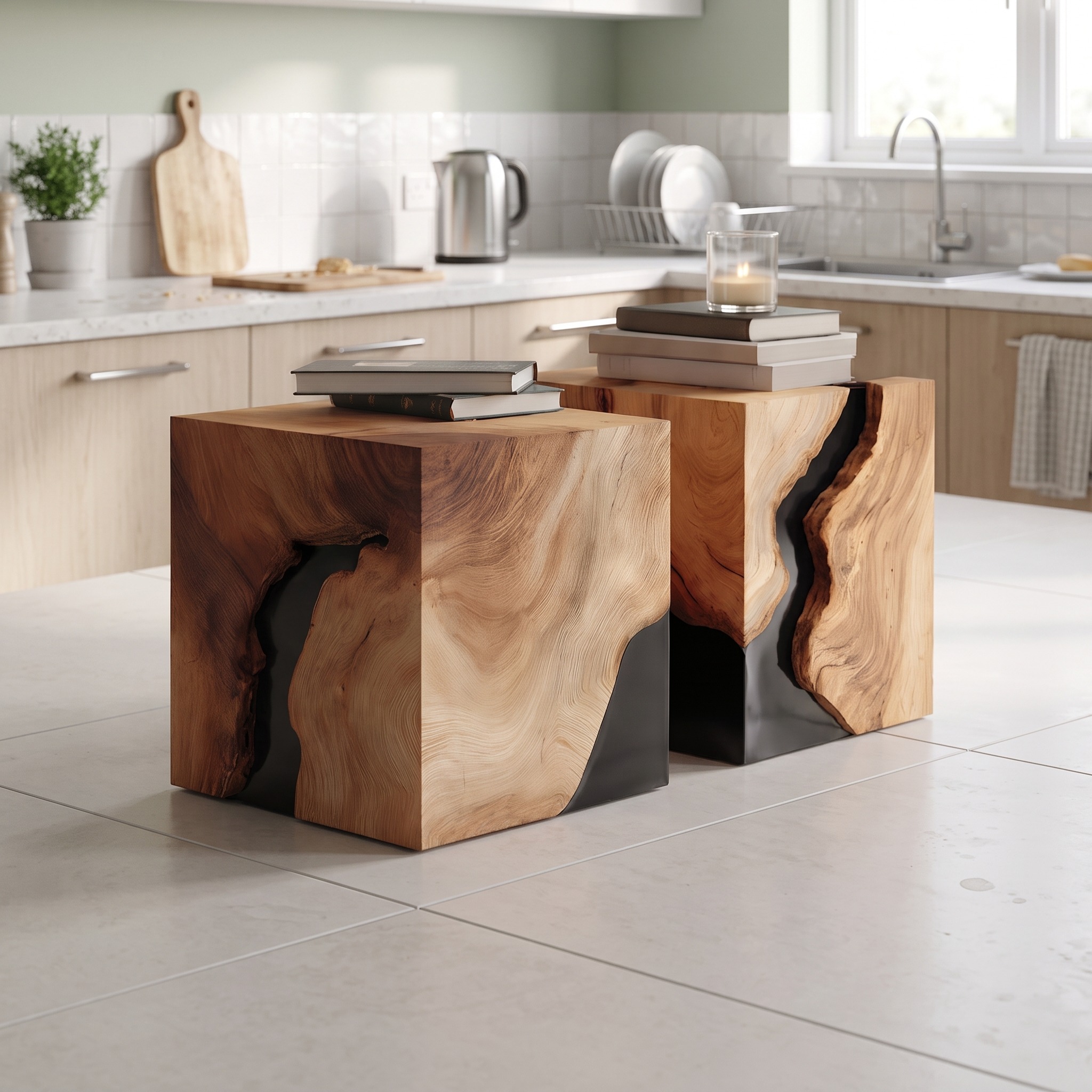 Modern Solid Wood Square Coffee Table, Handcrafted Wooden Center Table for Minimalist Living Room Home Decor