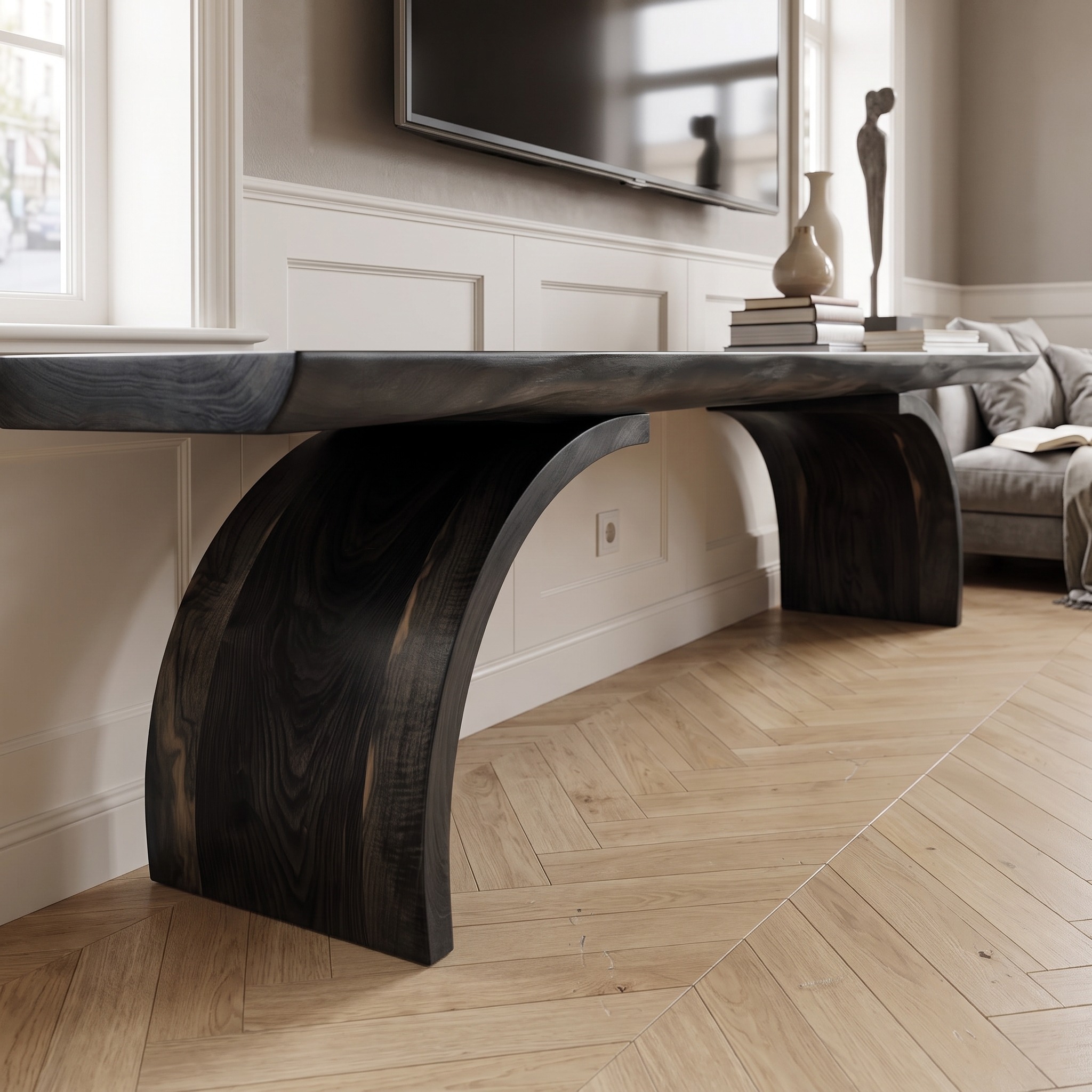Modern Solid Wood TV Stand, Mid-Century Media Console Entertainment Center for Living Room