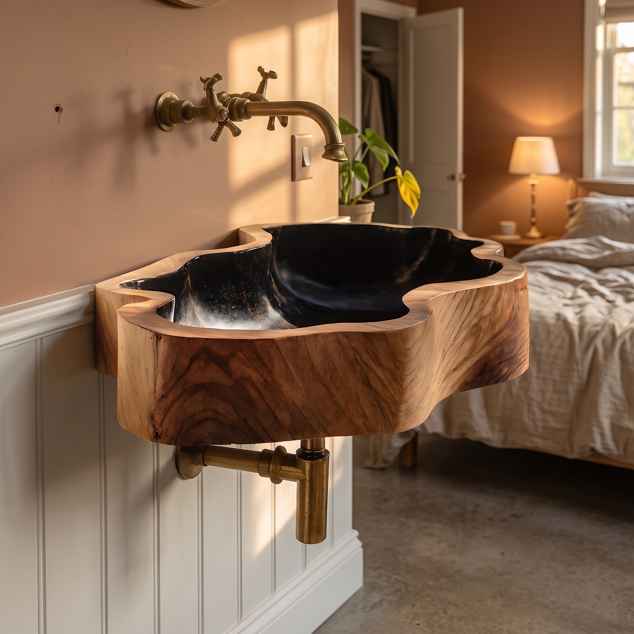 Modern Solid Wood Vanity Sink for High End Bathroom Furniture