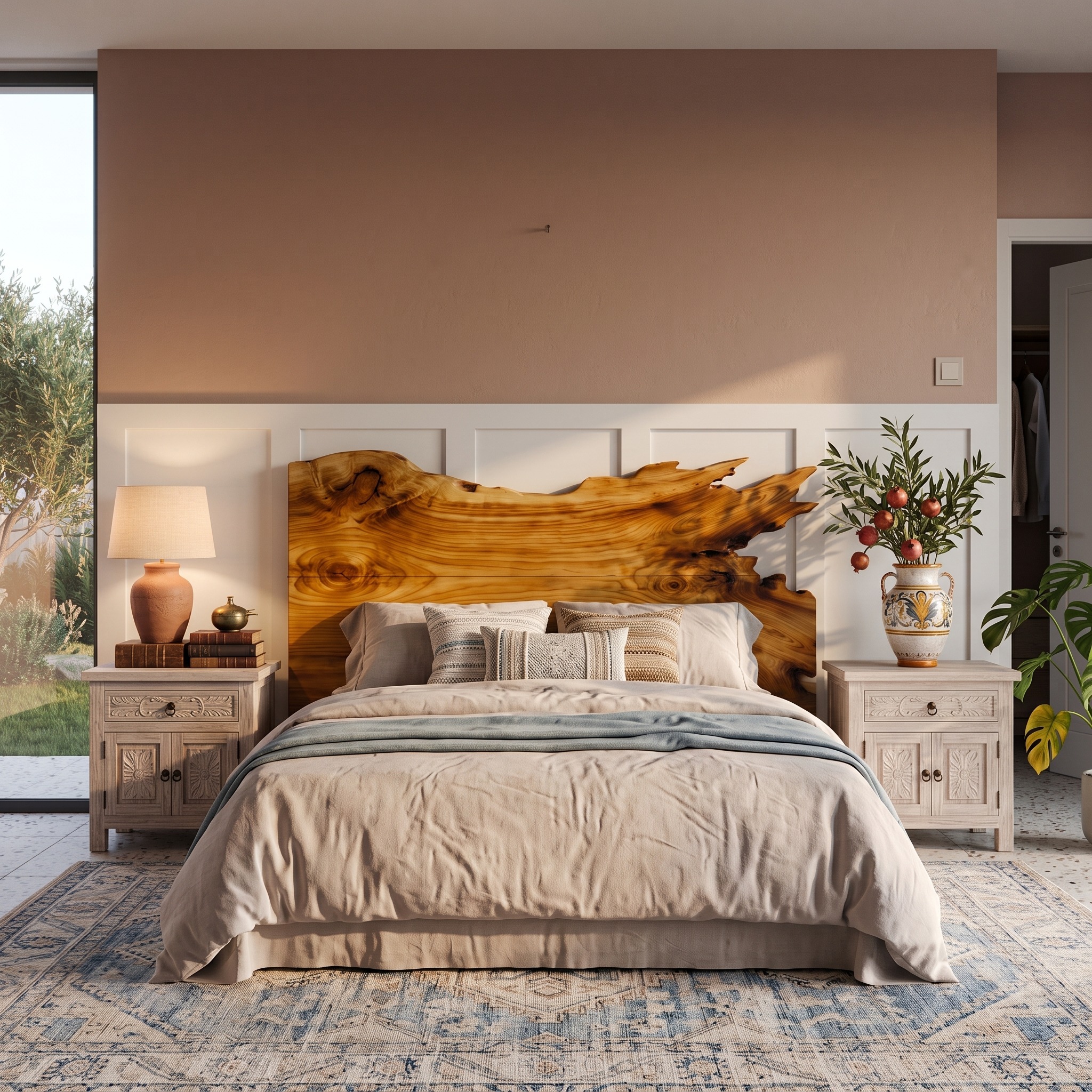 Modern Split Edge Headboard Wooden Bed Headboard for Bedroom