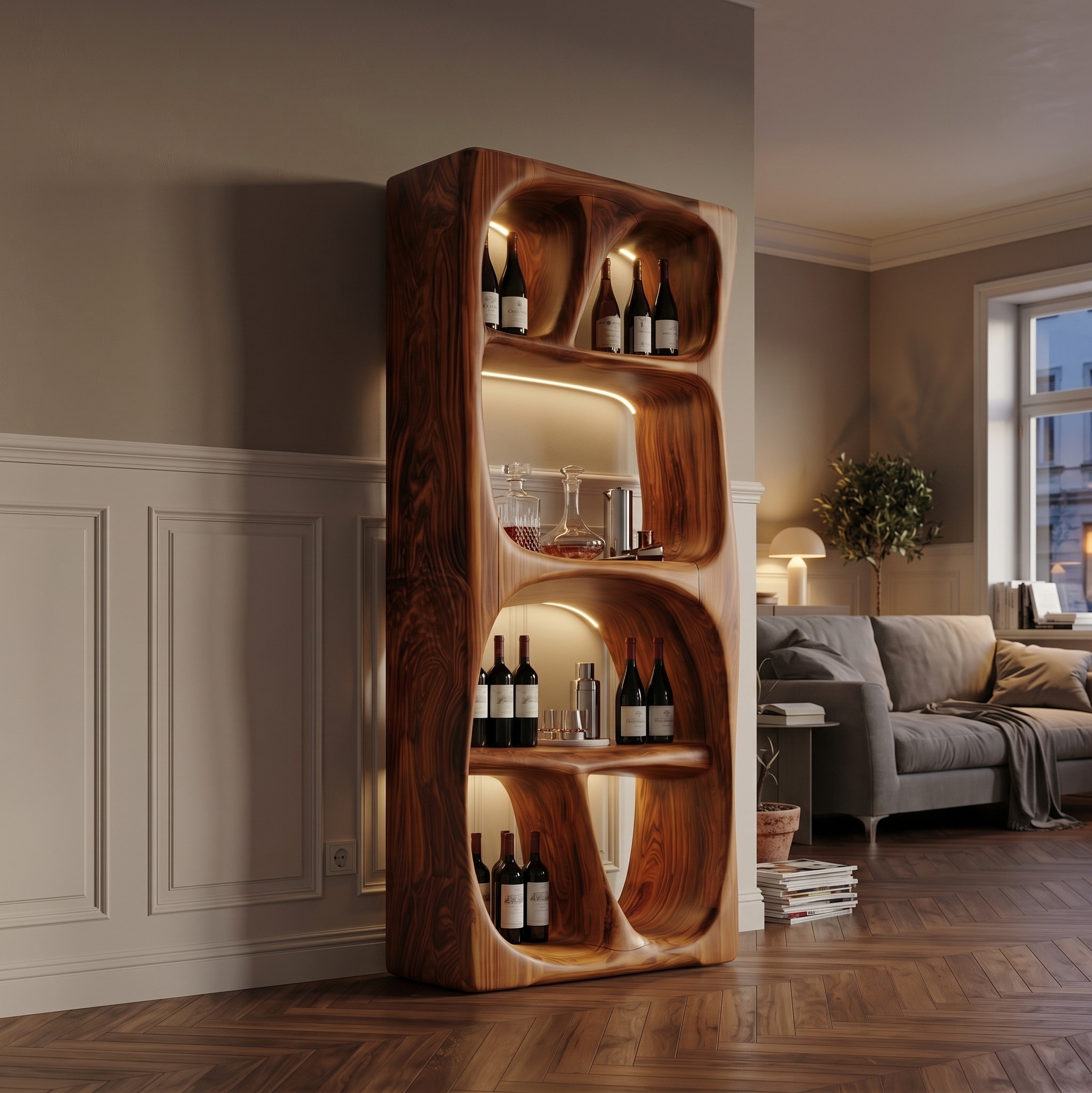 Modern Statement Wine Storage Cabinet for Living Room and Bar Space