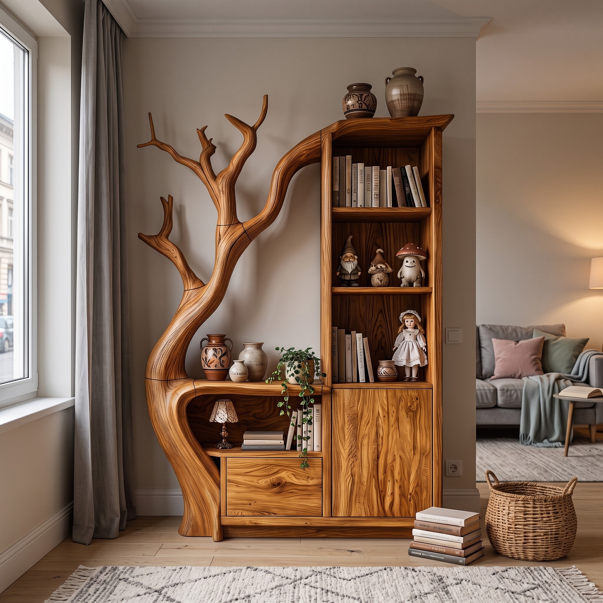 Modern Storage Cabinet with Rounded Frame Design for Entryway