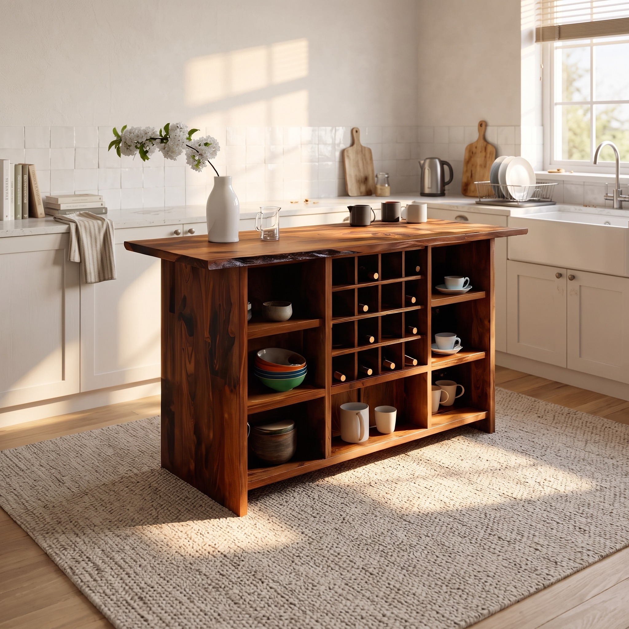 Modern Storage Cabinet with Wine Rack Open Shelves for Dining