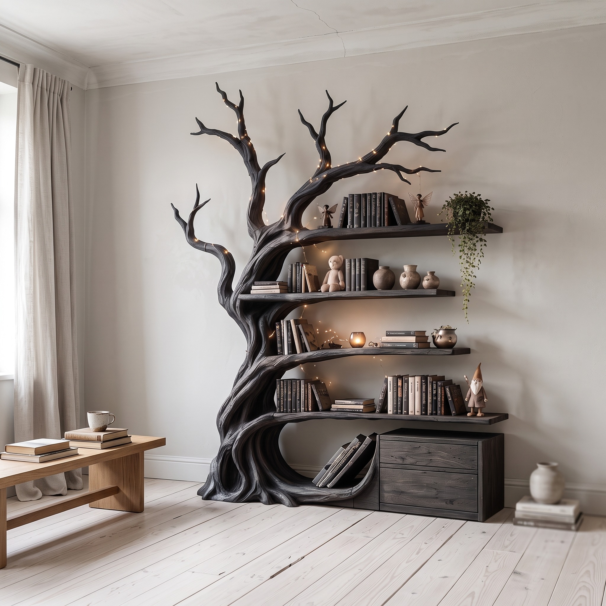 Modern Tree Bookshelf Handcrafted Branch Shelves for Home Library