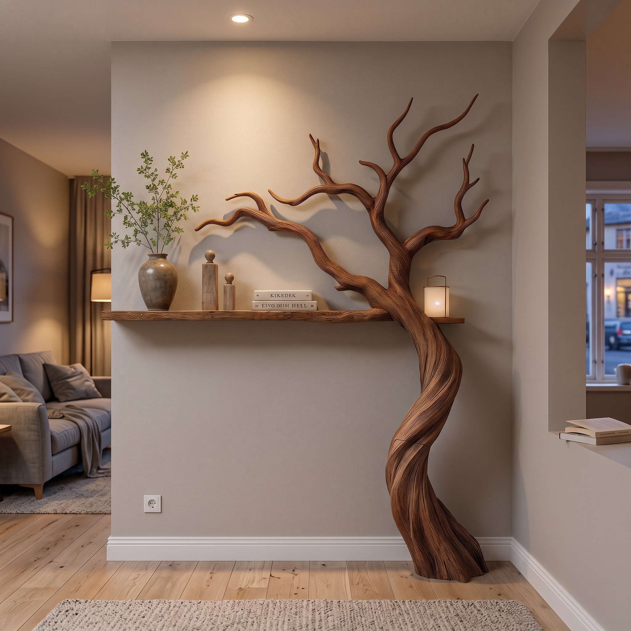 Modern Tree Bookshelf with Artistic Branch Form for Living Room