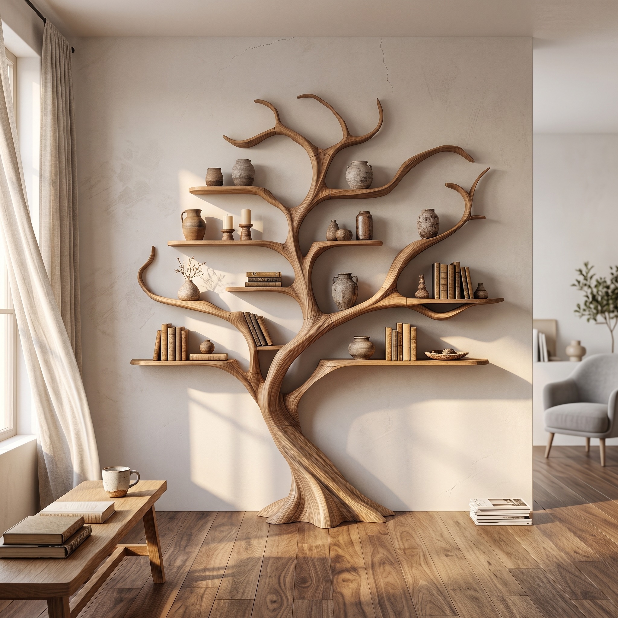 Modern Tree Bookshelf with Artistic Branch Frame for Home Office