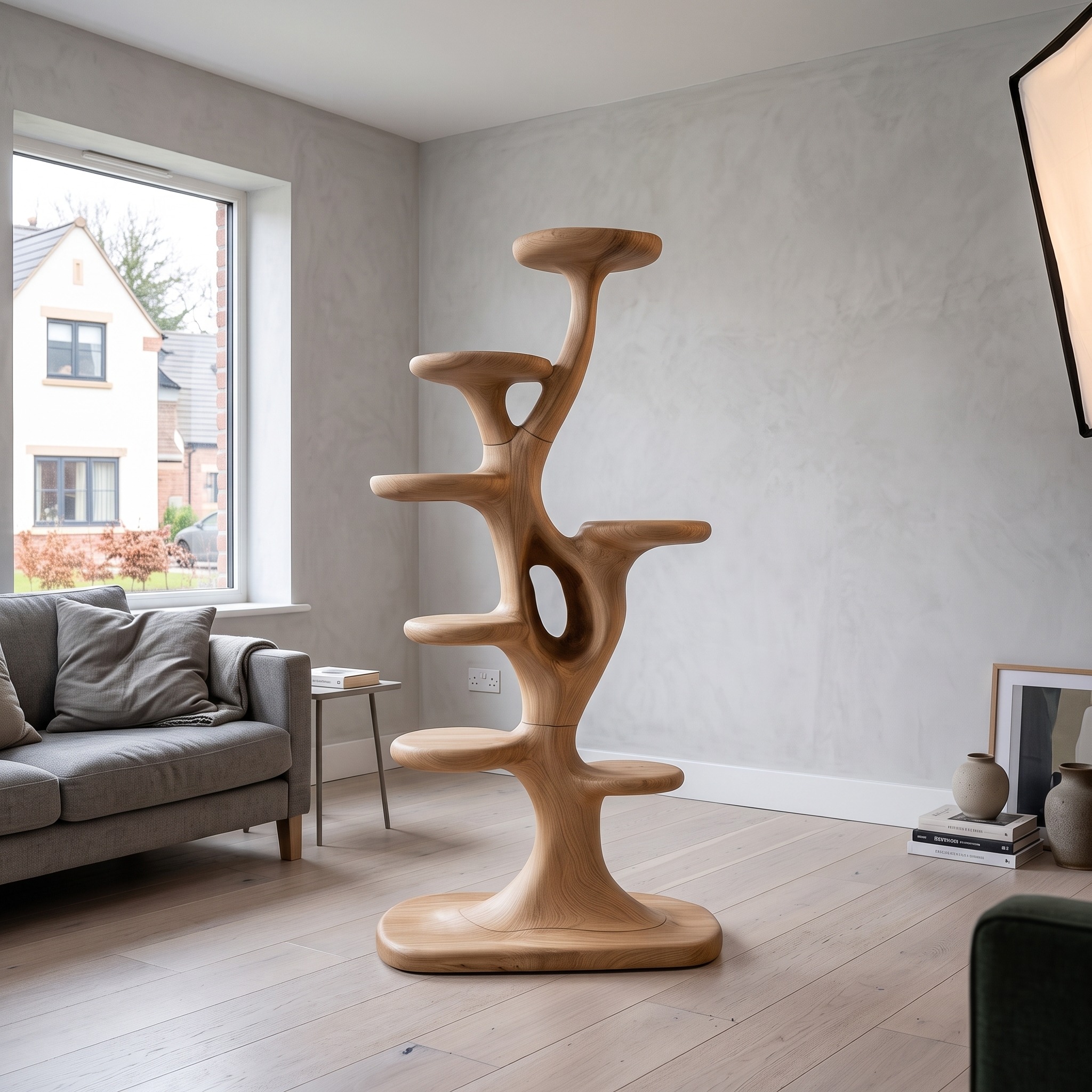 Modern Tree Shaped Cat Tree with Multi Level Platforms for Indoor Cats