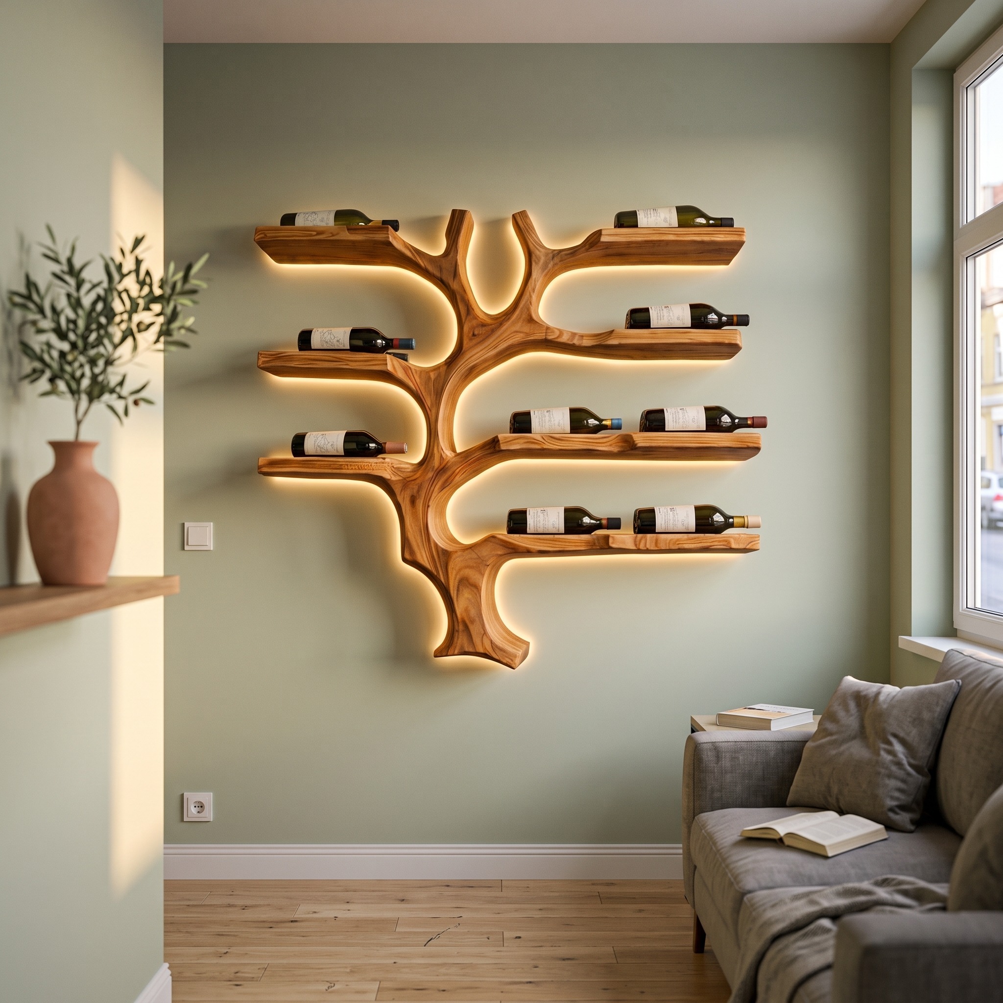Modern Wall Mounted Branch Wine Holder for Kitchen