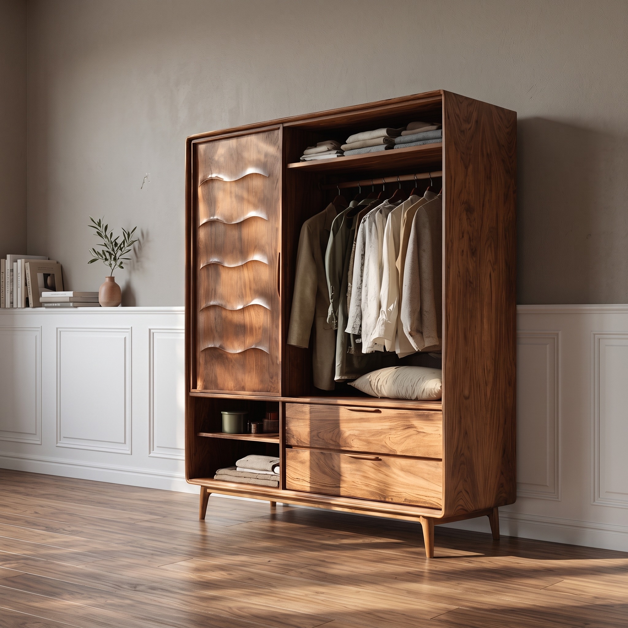 Modern Wardrobe with Drawers for Bedroom