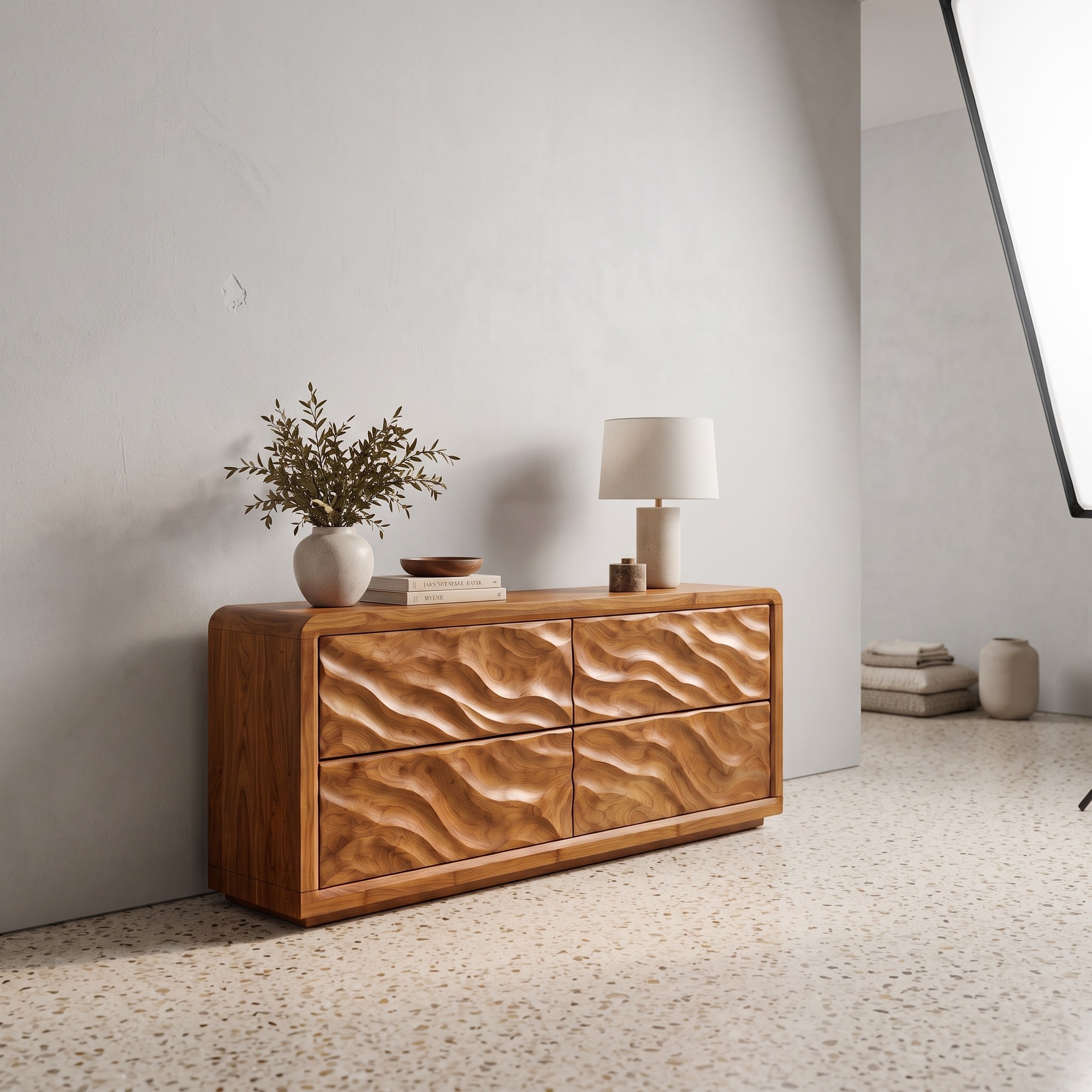 Modern Wide 4 Drawer Dresser for Bedroom