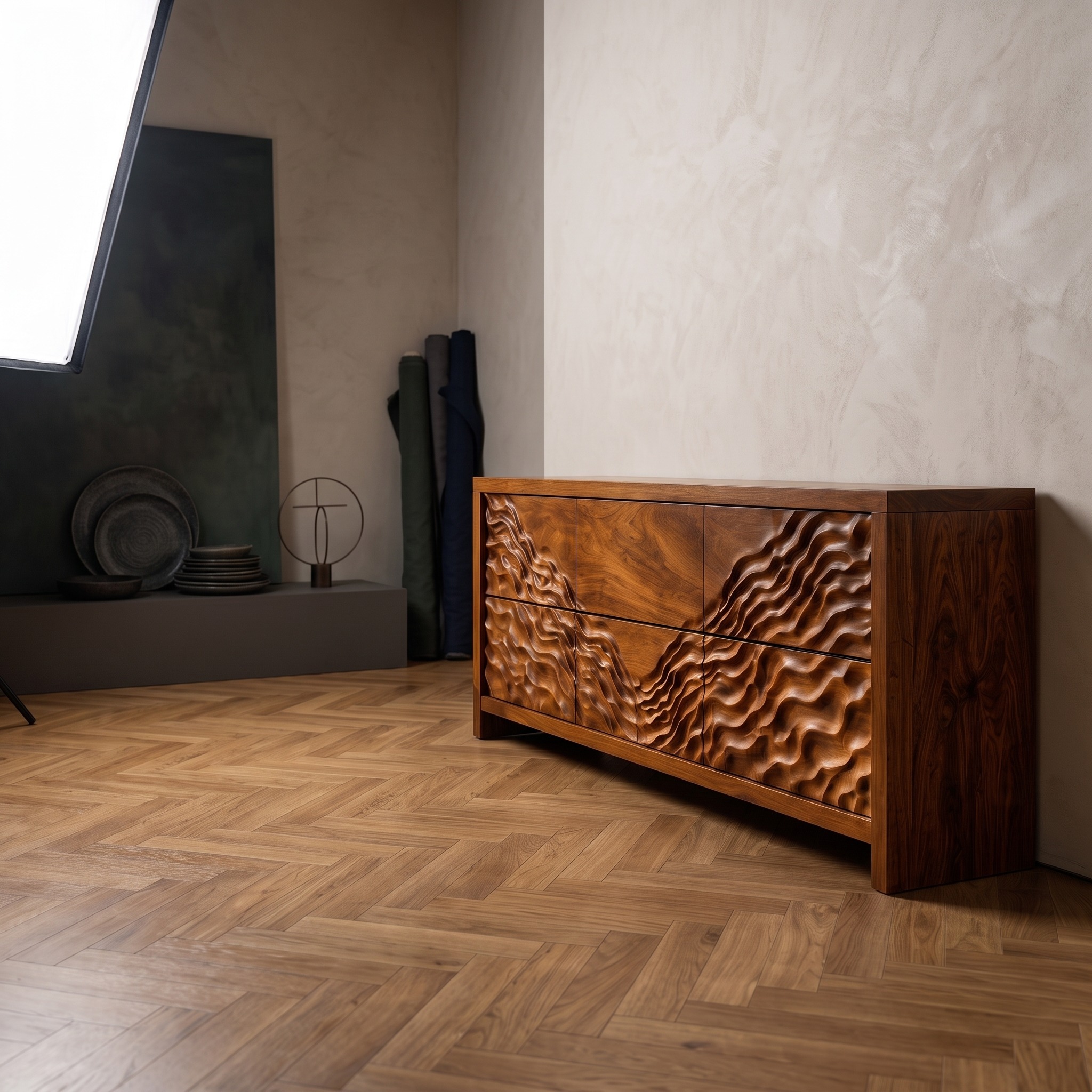 Modern Wide Wooden 6 Drawer Dresser for Bedroom Storage