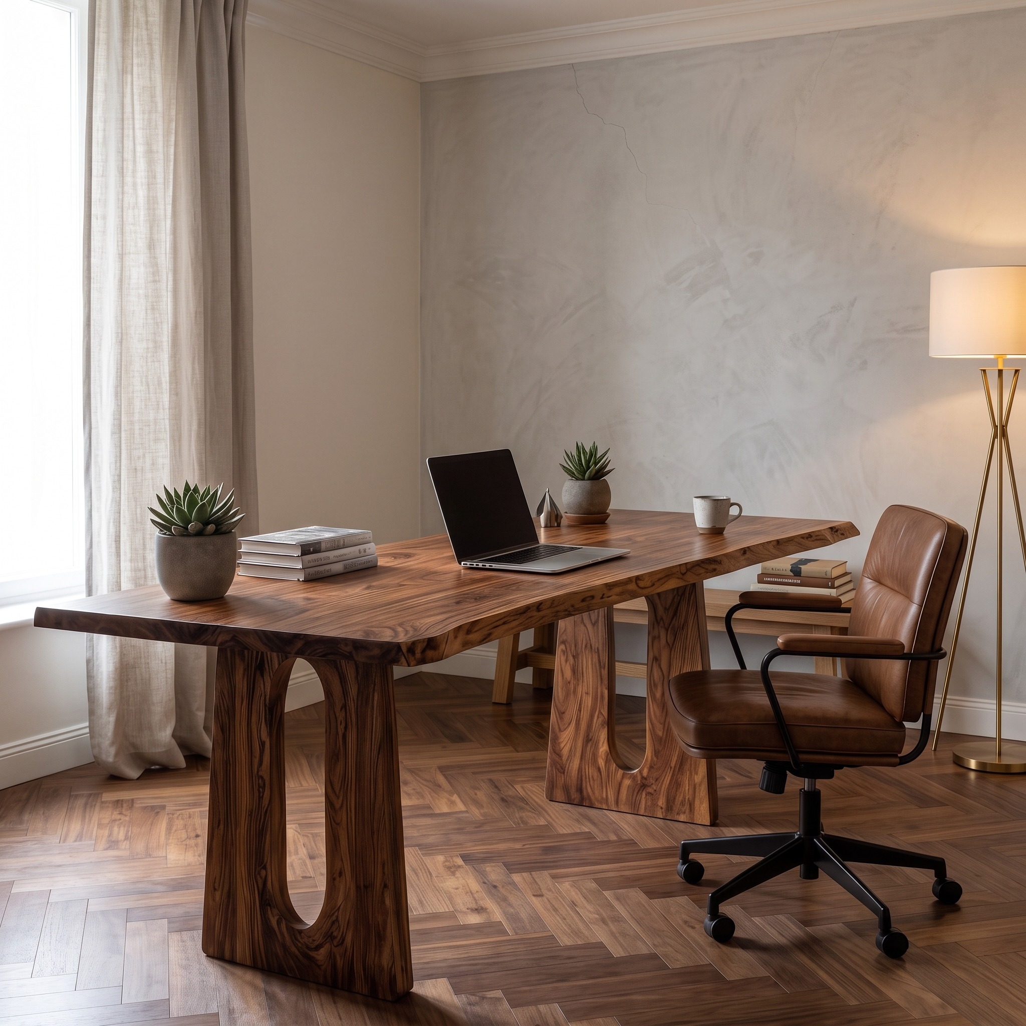Modern Wood Desk, Handcrafted Writing Computer Table for Creative Studio & WFH Office